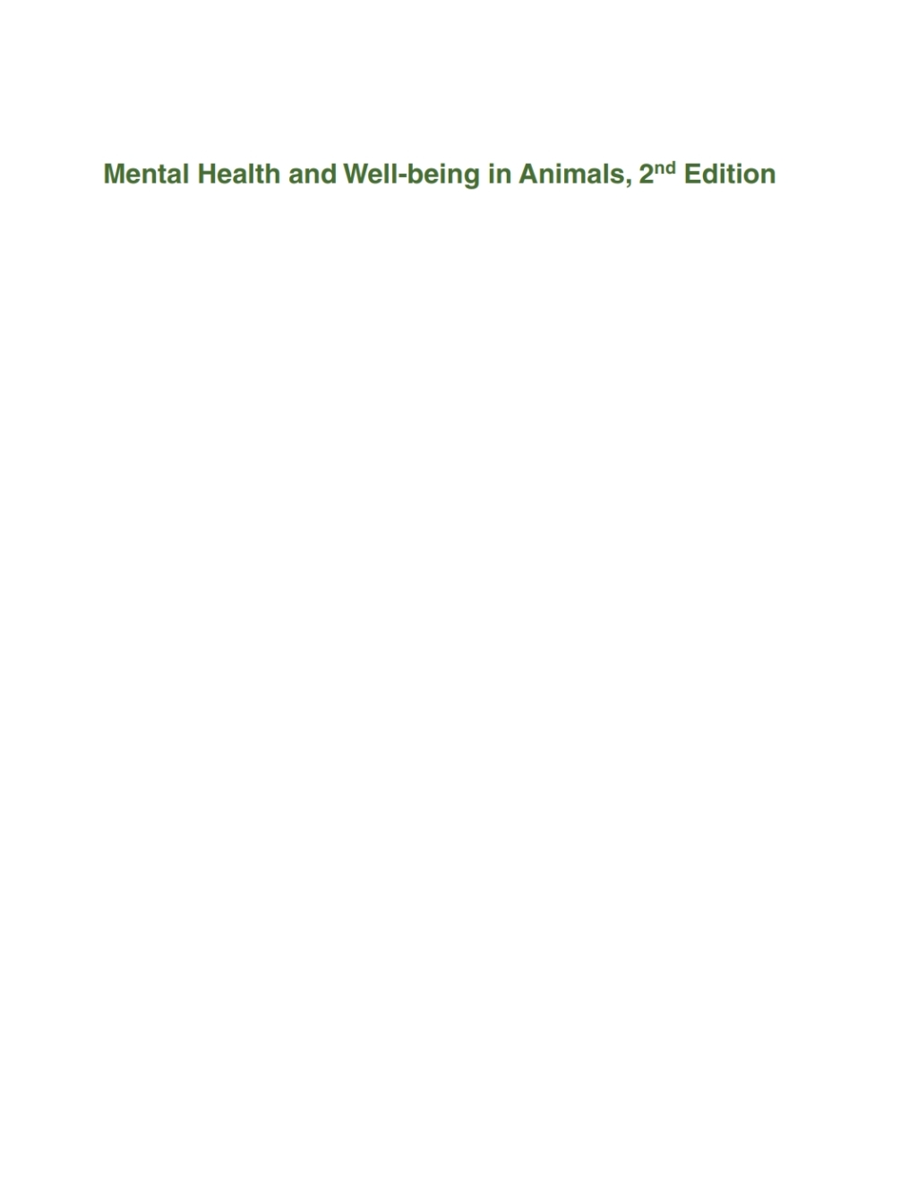 Mental Health and Well-being in Animals 2nd Edition â€“ PDF/EPUB Version Downloadable