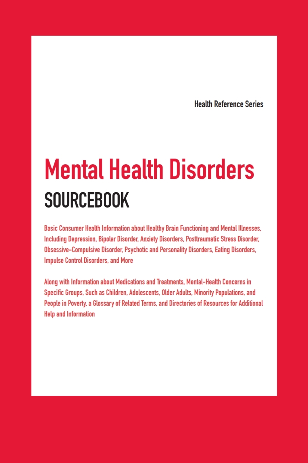 Mental Health Disorders Sourcebook, 7th Ed. 7th Edition â€“ PDF/EPUB Version Downloadable