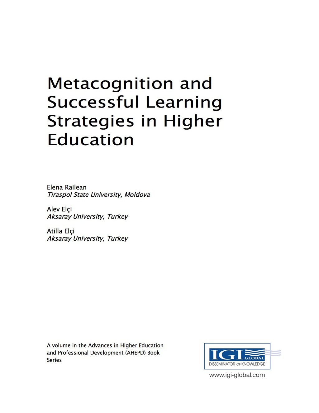Metacognition and Successful Learning Strategies in Higher Education  â€“ PDF/EPUB Version Downloadable