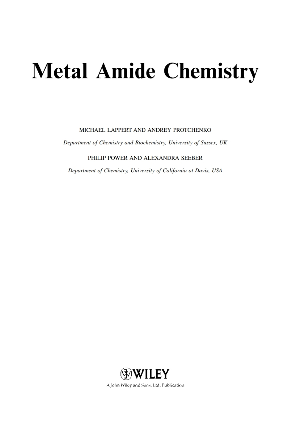 Metal Amide Chemistry 1st Edition â€“ PDF/EPUB Version Downloadable