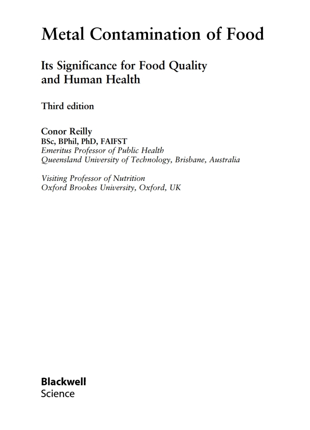 Metal Contamination of Food Its Significance for Food Quality and Human Health 3rd Edition â€“ PDF/EPUB Version Downloadable
