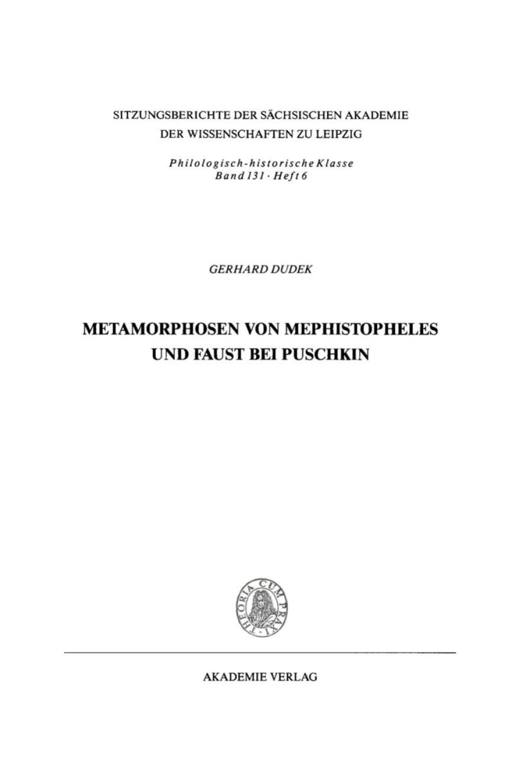 Metamorphosen von Mephistopheles und Faust bei Puschkin 1st Edition â€“ PDF/EPUB Version Downloadable