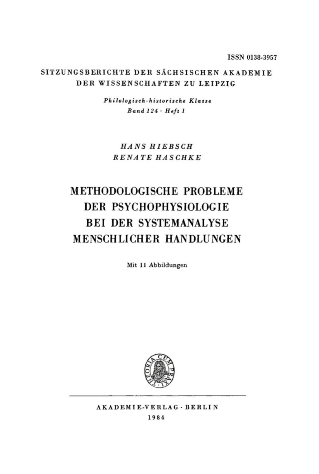 Methodologische Probleme der Psychophysiologie bei der Systemanalyse menschlicher Handlungen 1st Edition â€“ PDF/EPUB Version Downloadable