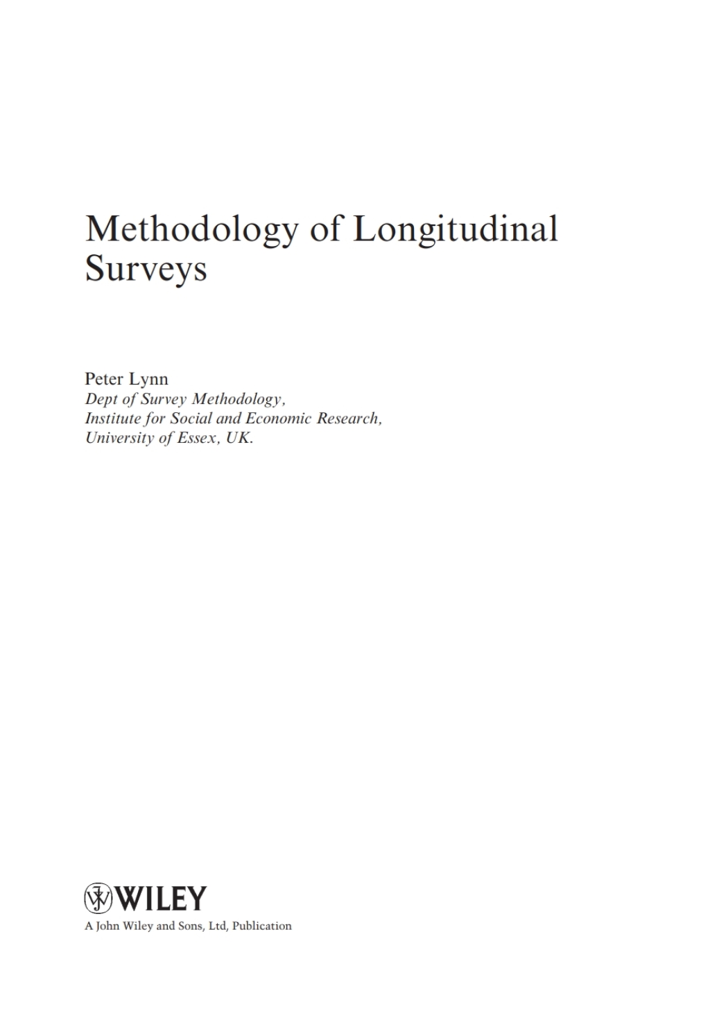 Methodology of Longitudinal Surveys 1st Edition â€“ PDF/EPUB Version Downloadable