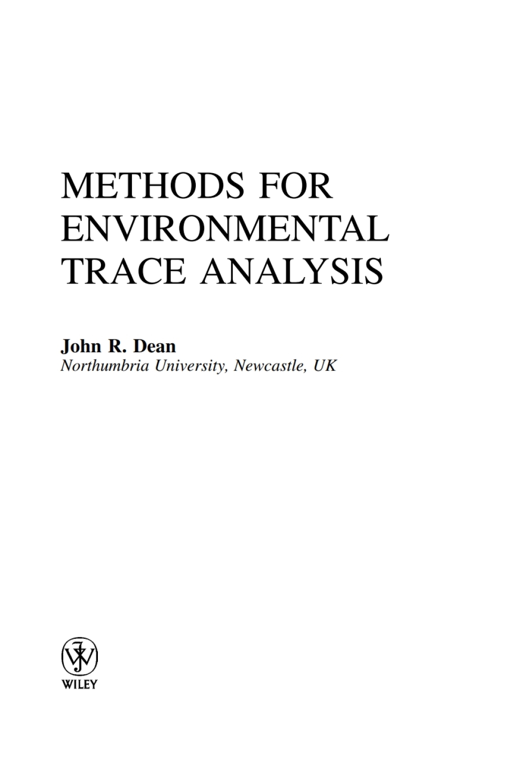 Methods for Environmental Trace Analysis 1st Edition â€“ PDF/EPUB Version Downloadable