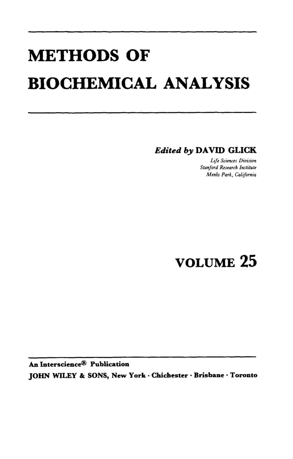 Methods of Biochemical Analysis 1st Edition â€“ PDF/EPUB Version Downloadable