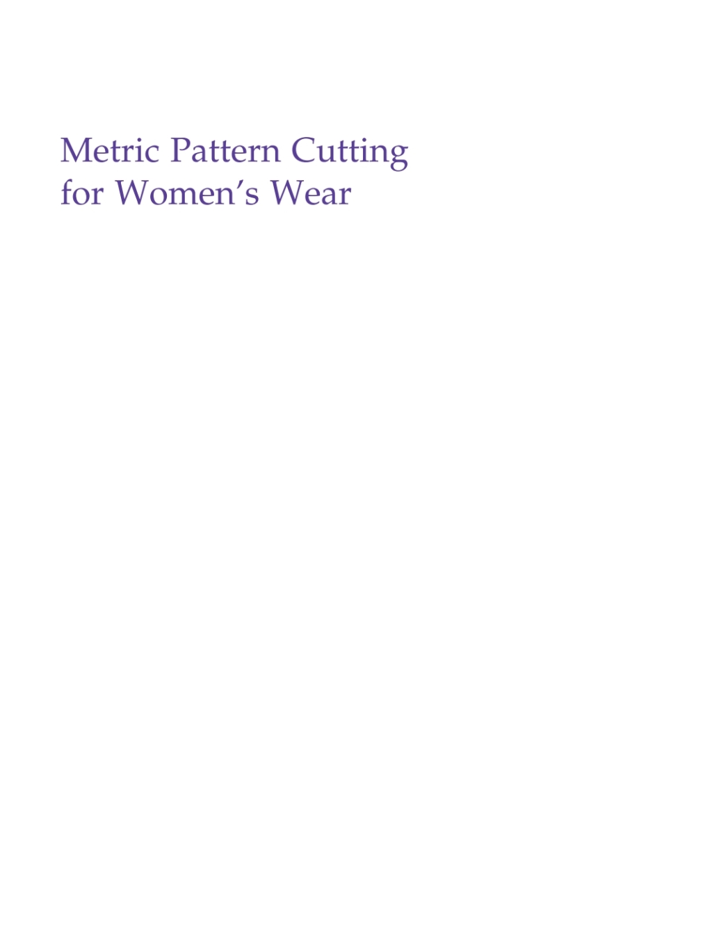 Metric Pattern Cutting for Women's Wear 5th Edition â€“ PDF/EPUB Version Downloadable