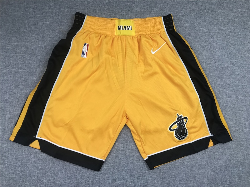 Miami Heat 2021 Yellow Earned Edition Shorts - Basketball Shorts Store