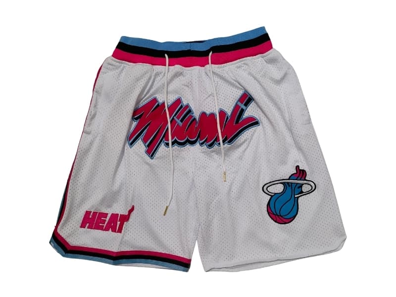 Miami Heat White Throwback Shorts - Basketball Shorts Store