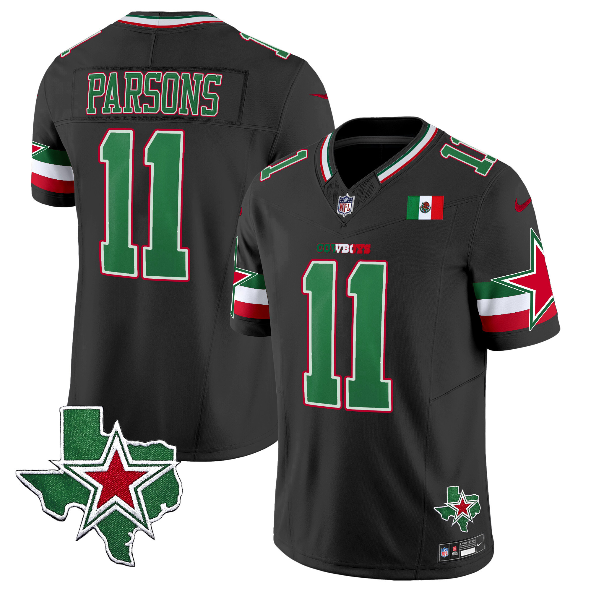Micah Parsons Men's Dallas Cowboys 2024 Mexico Vapor Limited Black Jersey - All Stitched