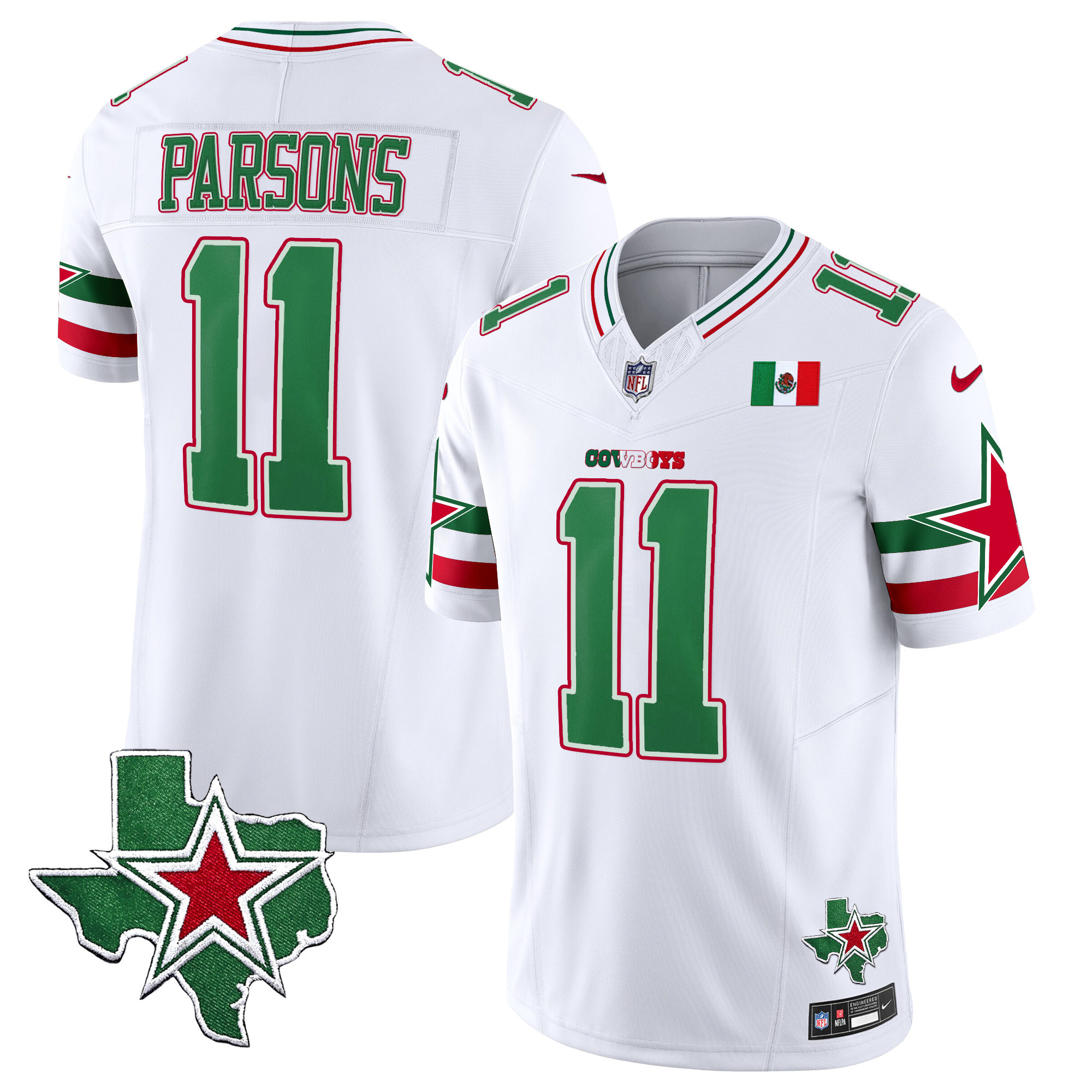 Micah Parsons Men's Dallas Cowboys 2024 Mexico Vapor Limited White Jersey - All Stitched