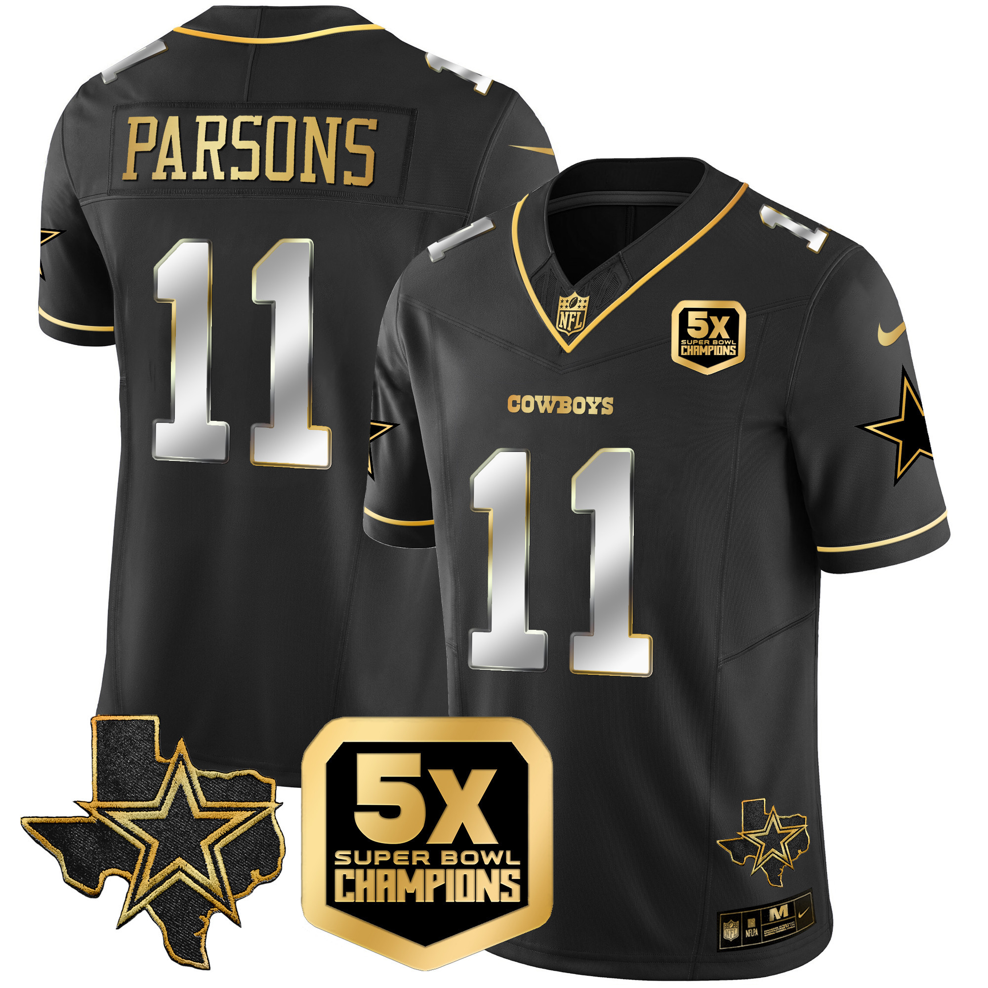 Micah Parsons Men's Dallas Cowboys 5x Super Bowl Champions Vapor Limited Black Limited Jersey - All Stitched