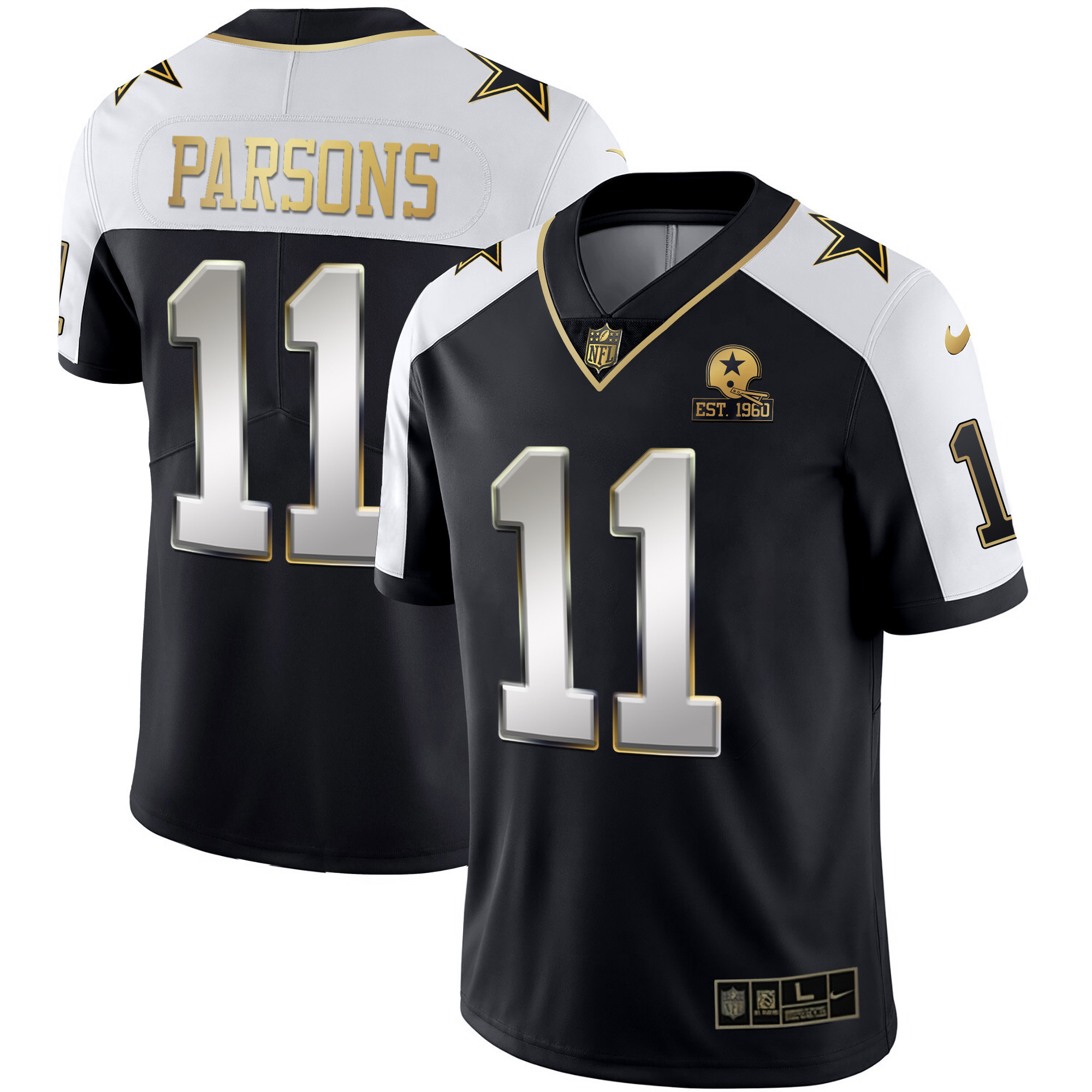Micah Parsons Men's Dallas Cowboys Alternate Vapor Black Gold & Navy Gold Limited - All Stitched Alternate Limited Jersey - All Stitched