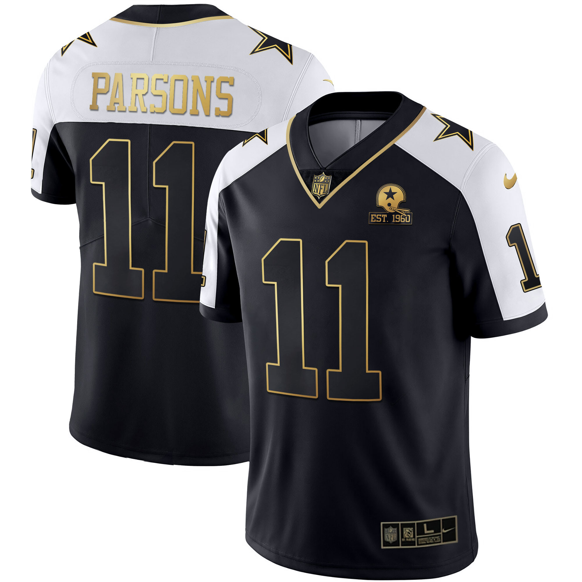 Micah Parsons Men's Dallas Cowboys Alternate Vapor Black Gold & Navy Gold Limited - All Stitched Black Gold Jersey - All Stitched