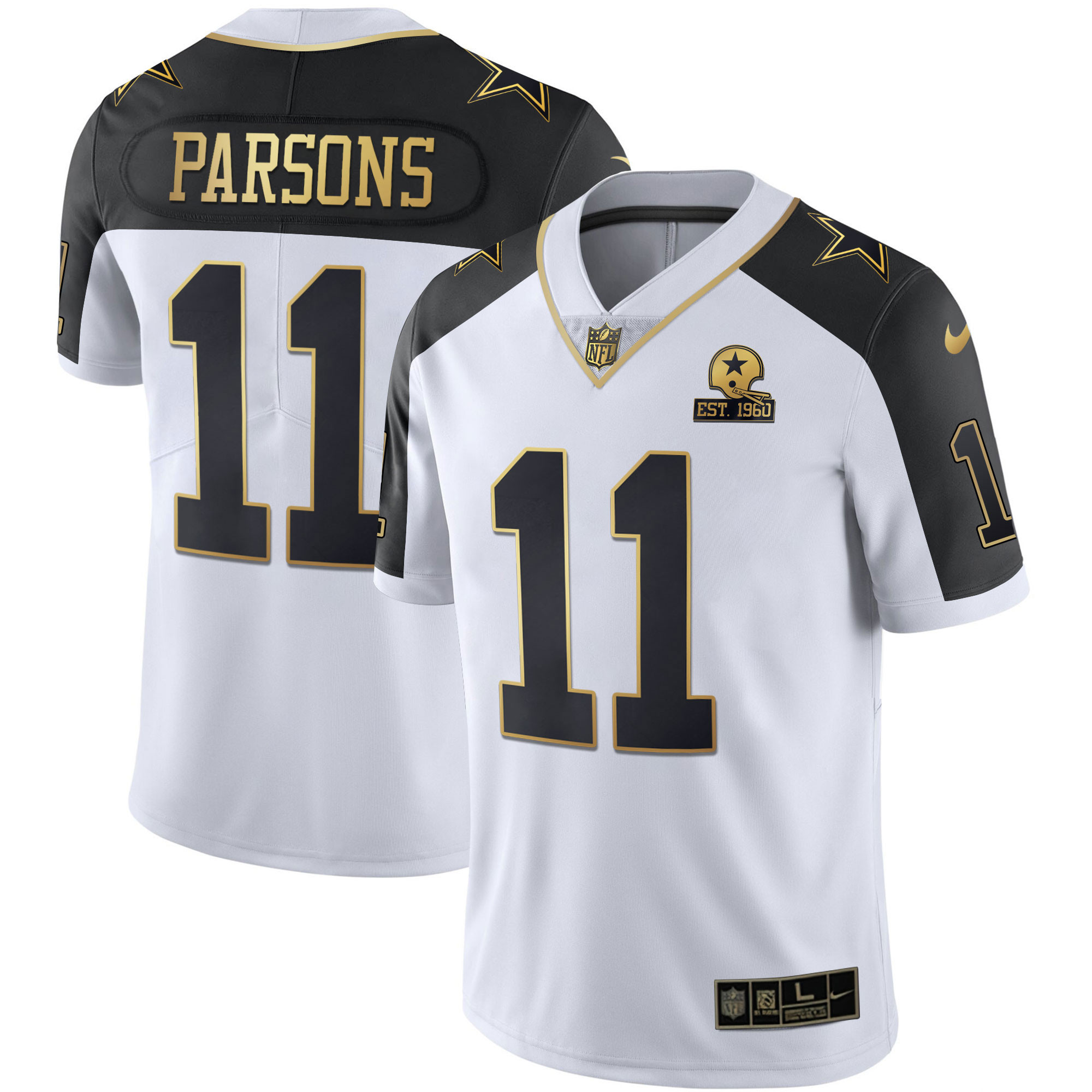 Micah Parsons Men's Dallas Cowboys Alternate Vapor Black Gold & Navy Gold Limited - All Stitched Black Inverted Jersey - All Stitched