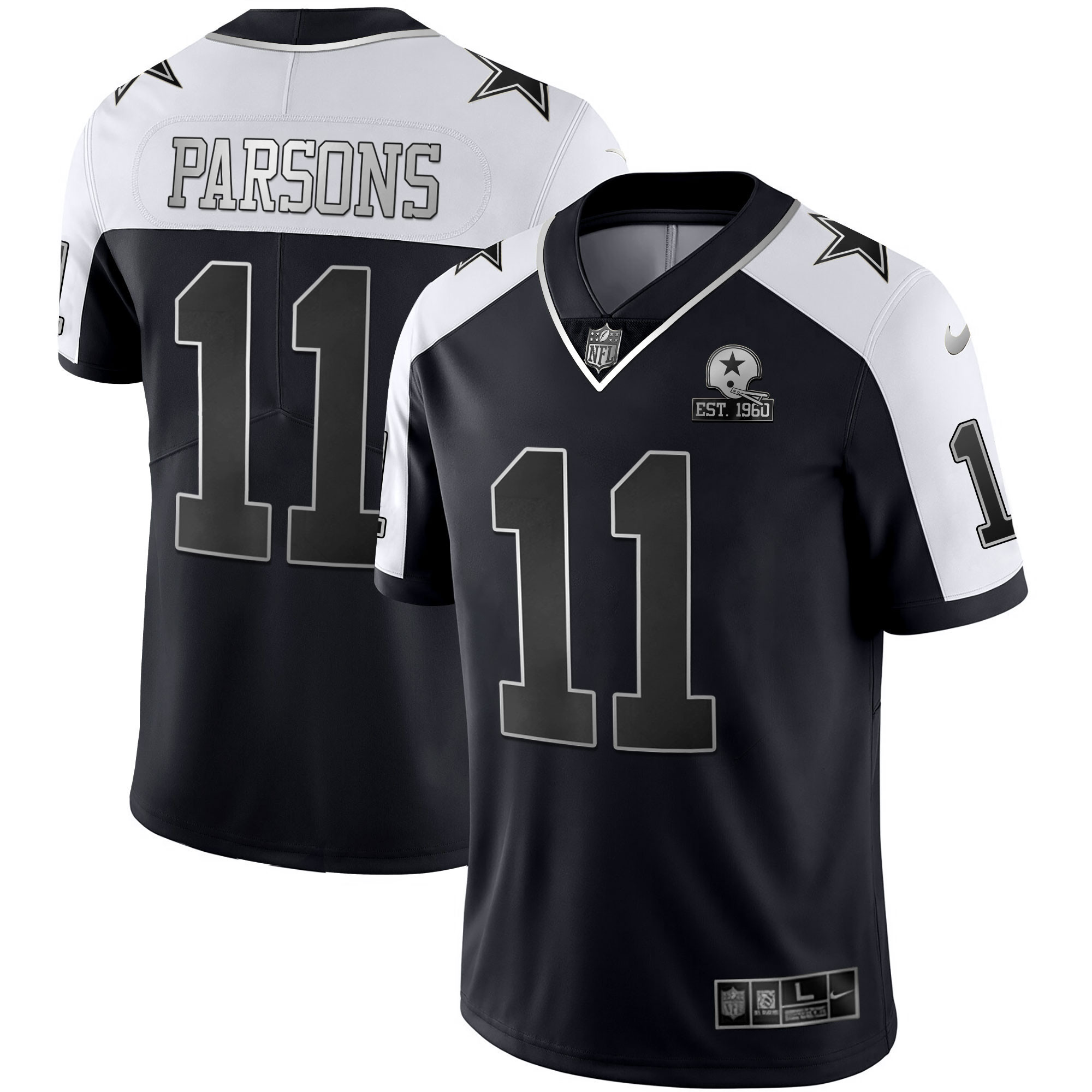 Micah Parsons Men's Dallas Cowboys Alternate Vapor Black Gold & Navy Gold Limited - All Stitched Black Silver Jersey - All Stitched