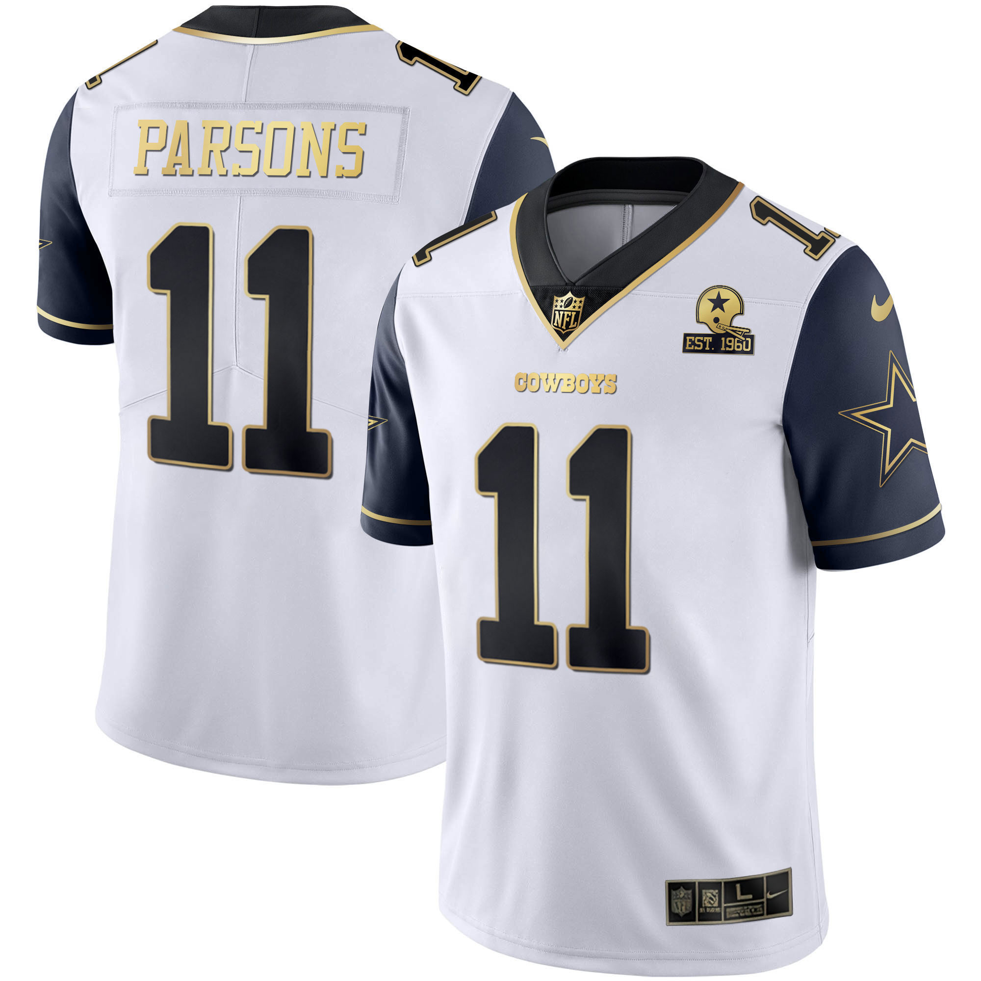 Micah Parsons Men's Dallas Cowboys Alternate Vapor Black Gold & Navy Gold Limited - All Stitched Navy Color Rush Jersey - All Stitched