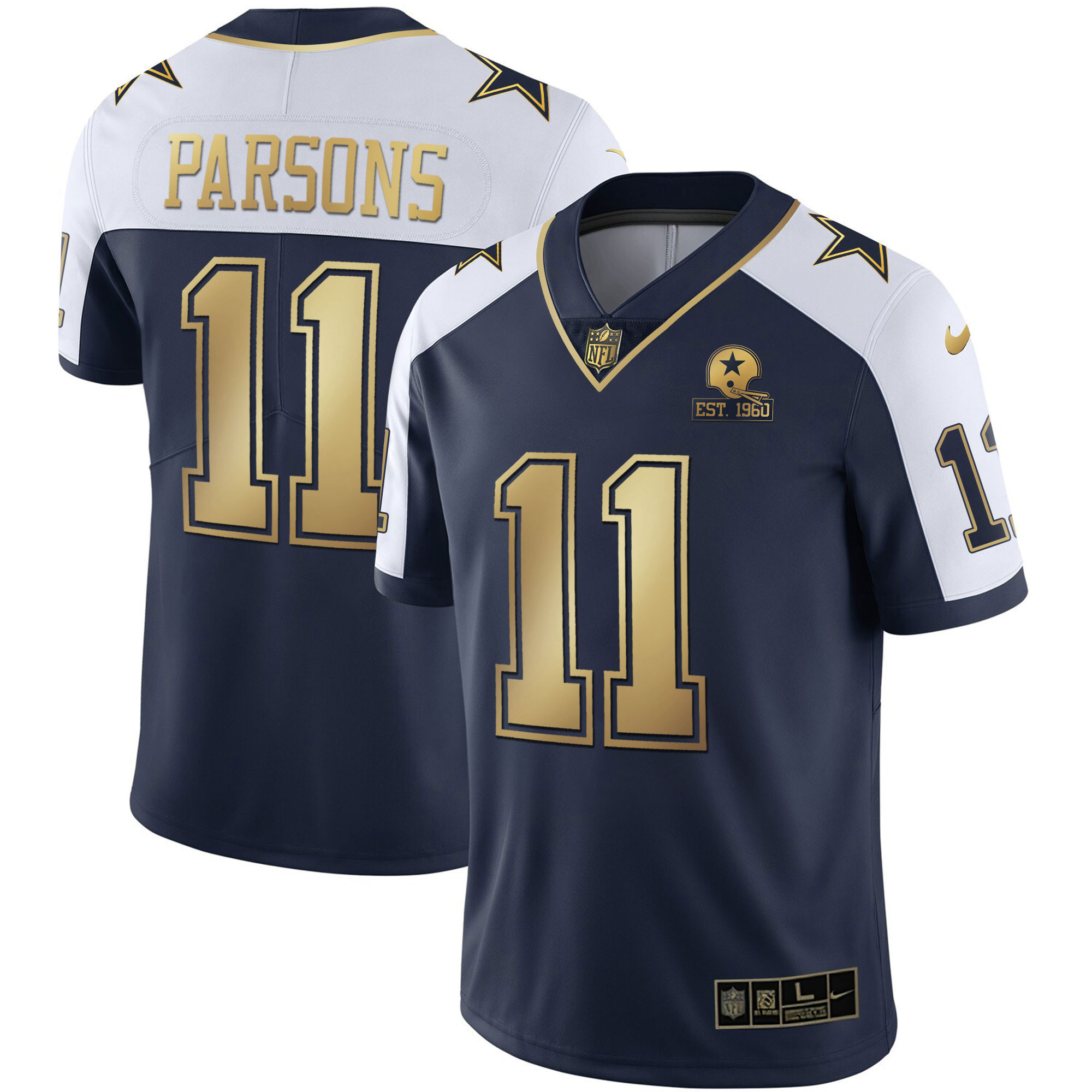Micah Parsons Men's Dallas Cowboys Alternate Vapor Black Gold & Navy Gold Limited - All Stitched Navy Gold Jersey - All Stitched