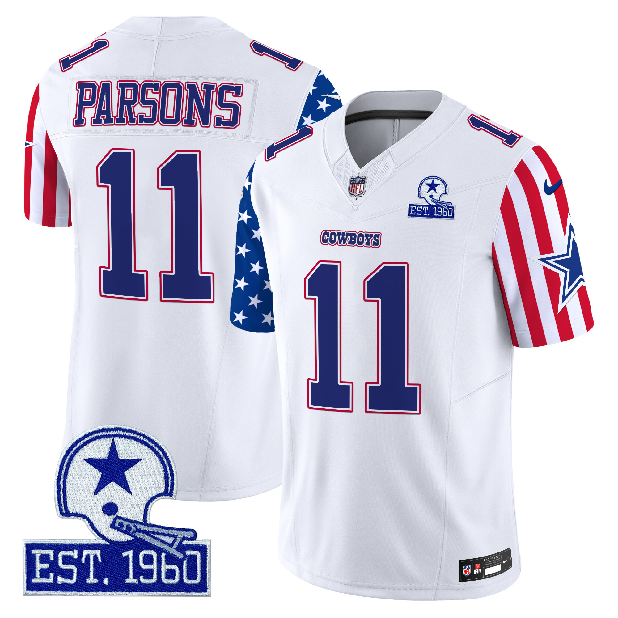 Micah Parsons Men's Dallas Cowboys American Style Vapor Limited White Jersey - All Stitched