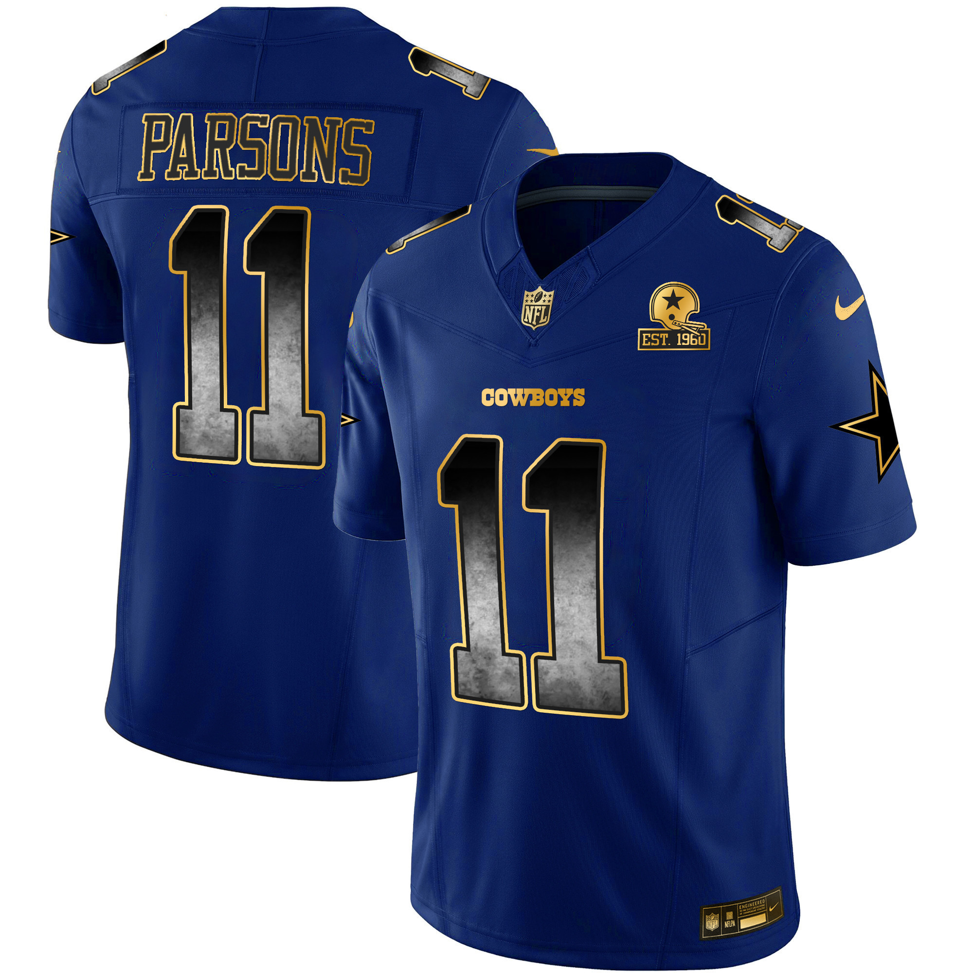Micah Parsons Men's Dallas Cowboys Arch Smoke Vapor Royal Jersey - All Stitched