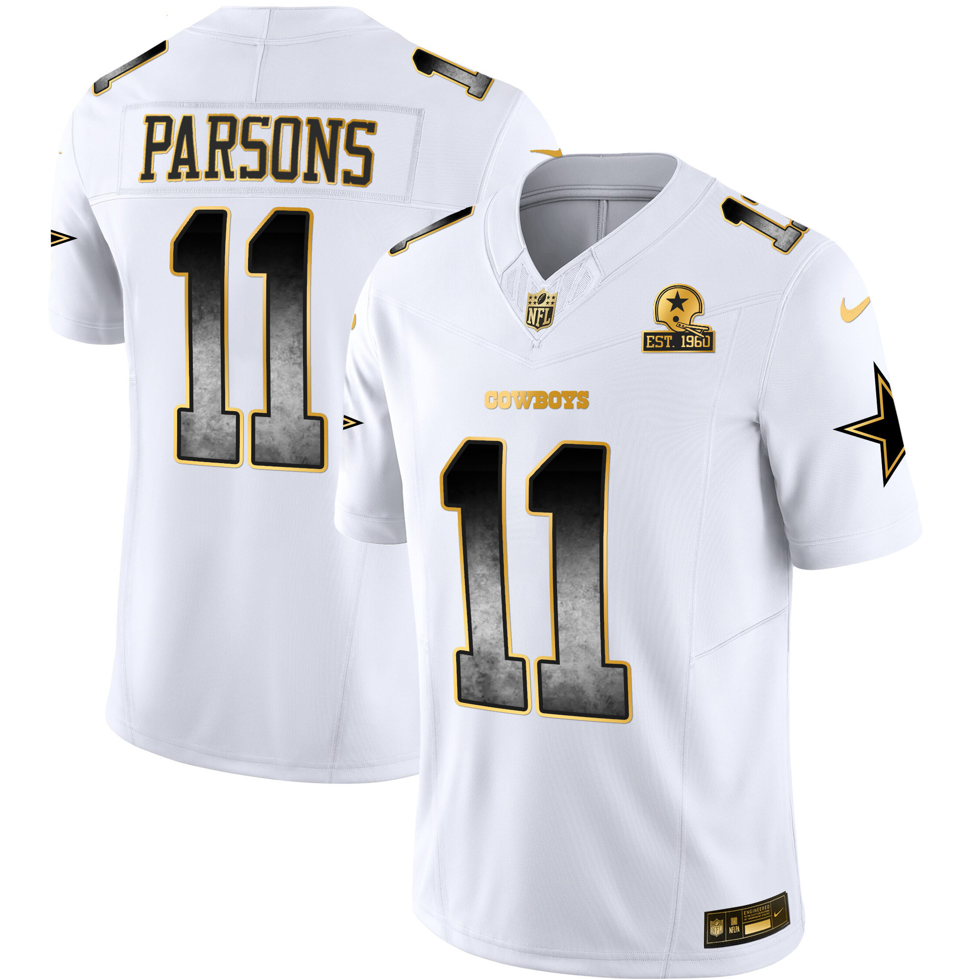 Micah Parsons Men's Dallas Cowboys Arch Smoke Vapor White Jersey - All Stitched