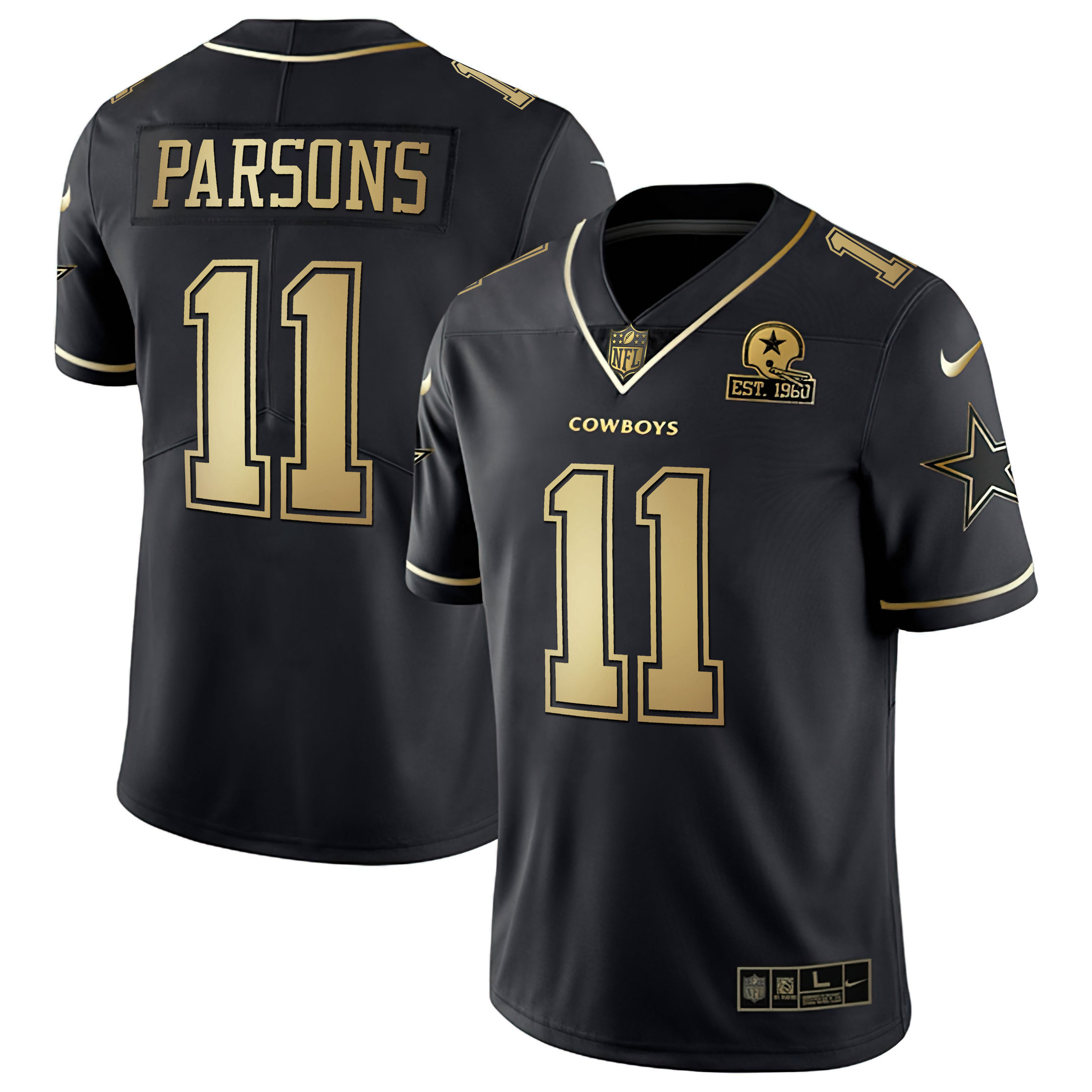 Micah Parsons Men's Dallas Cowboys Black & White Gold Vapor Limited - All Stitched Black Gold Jersey - All Stitched