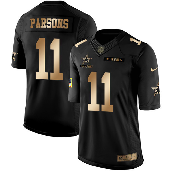 Micah Parsons Men's Dallas Cowboys Black Gold Collection - All Stitched Limited-Gold Jersey - All Stitched
