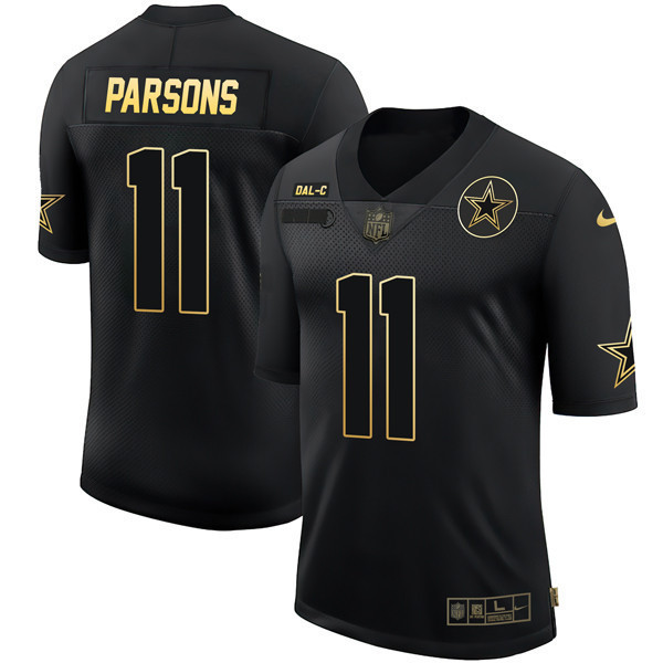Micah Parsons Men's Dallas Cowboys Black Gold Collection - All Stitched Salute To Service Jersey - All Stitched