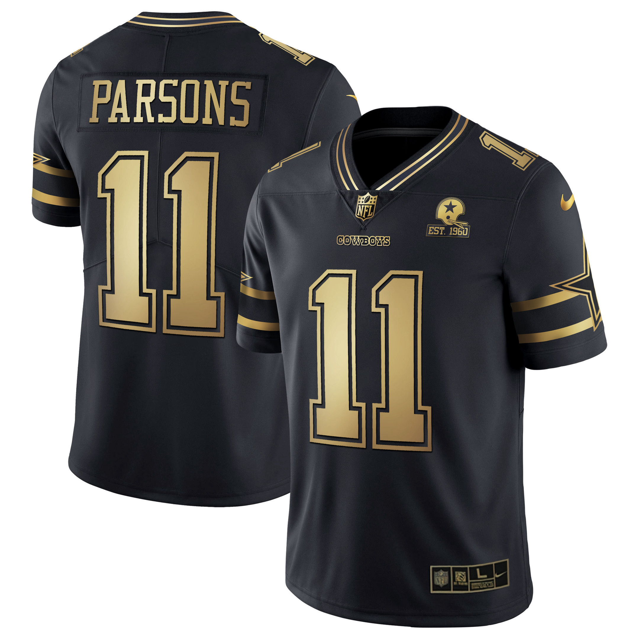 Micah Parsons Men's Dallas Cowboys Black Gold Collection - All Stitched Vapor Gold Jersey - All Stitched