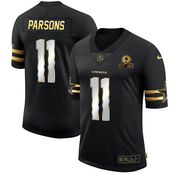 Micah Parsons Men's Dallas Cowboys Black Gold Collection - All Stitched Vapor Jersey - All Stitched