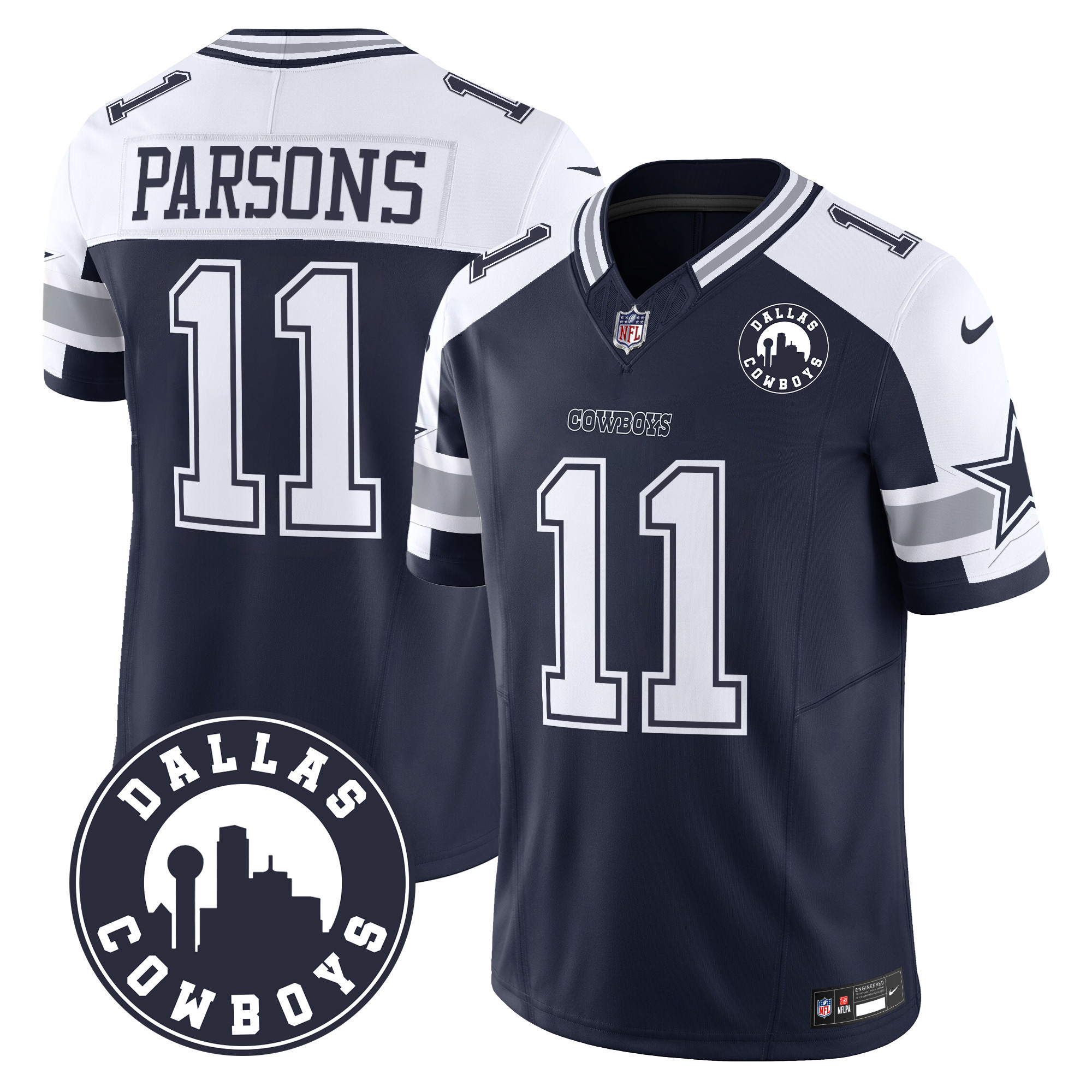 Micah Parsons Men's Dallas Cowboys "Dallas City" Patch Vapor Limited Alternate Jersey - All Stitched