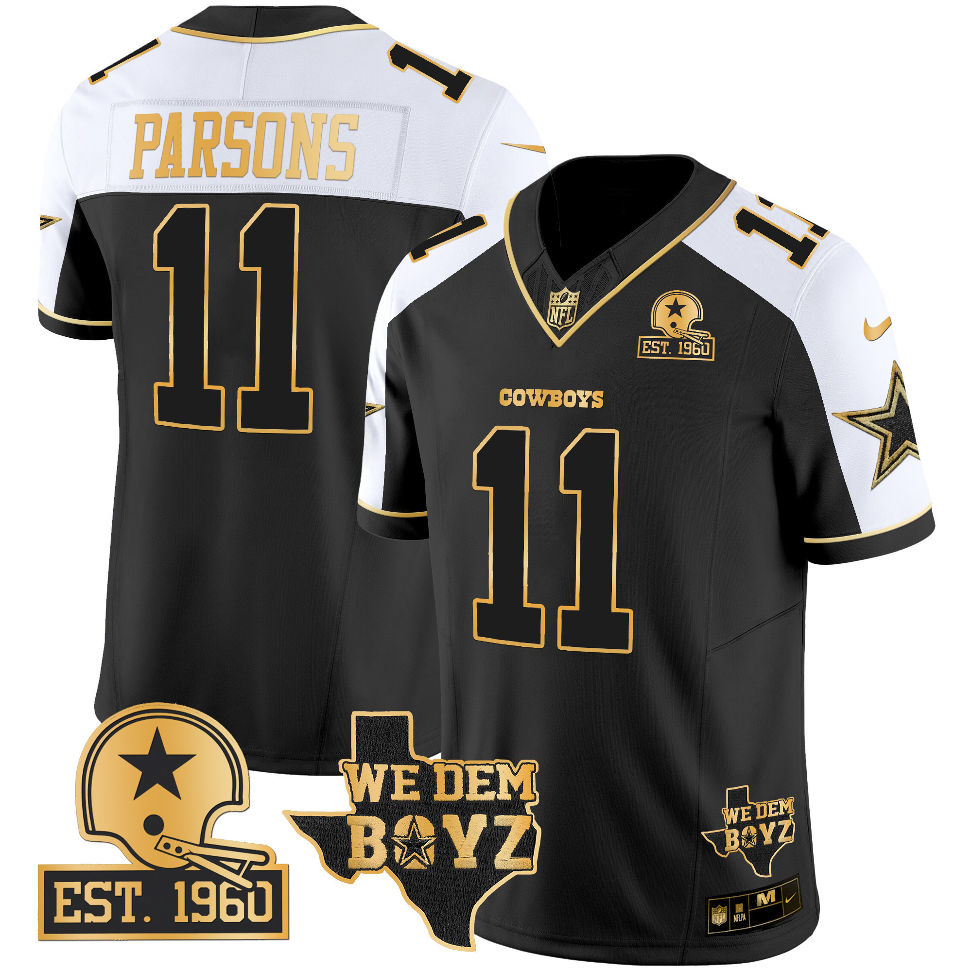 Micah Parsons Men's Dallas Cowboys Est. 1960 & We Dem Boyz Patch Gold Vapor Limited Alternate Jersey - All Stitched