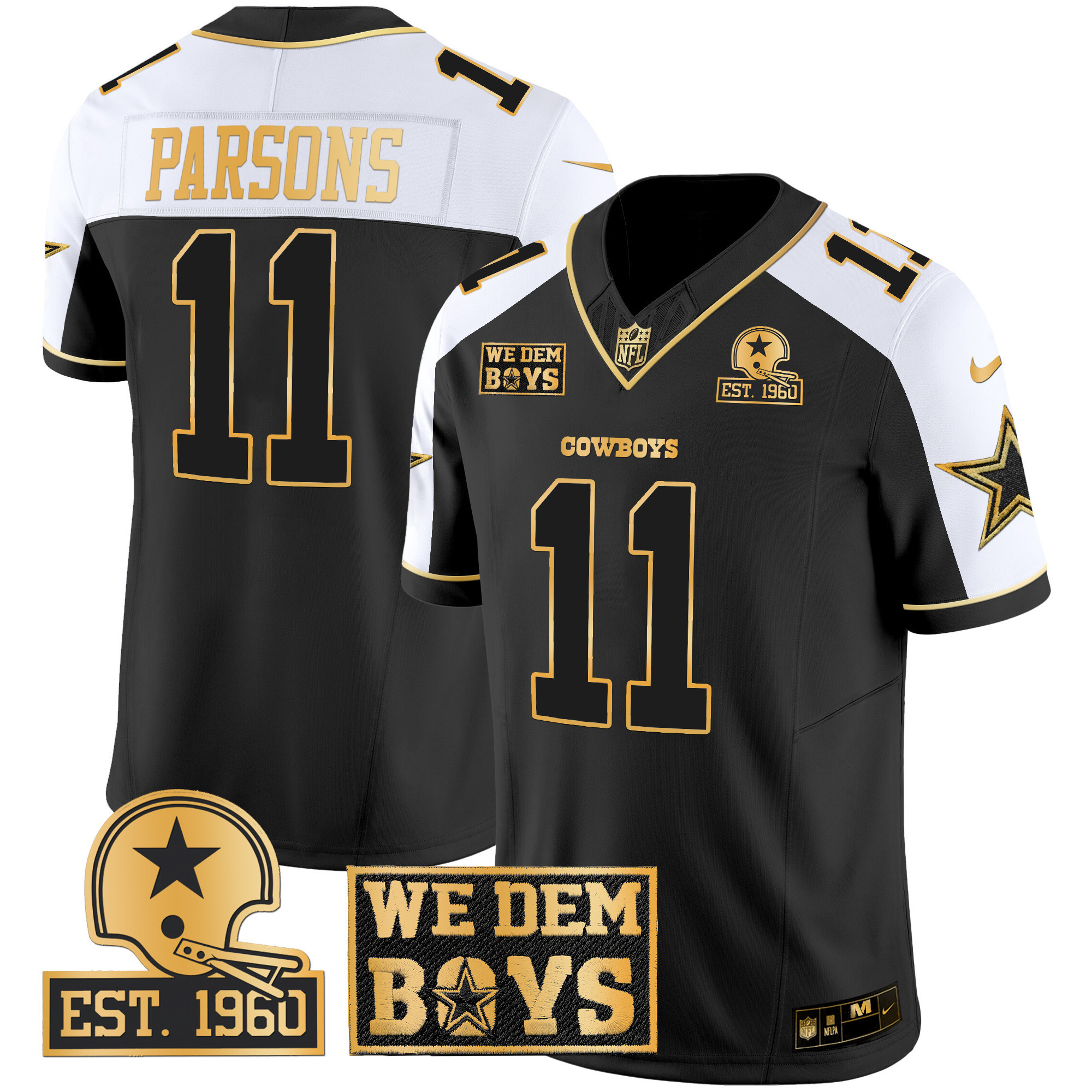 Micah Parsons Men's Dallas Cowboys Est. 1960 & We Dem Boyz Patch Gold Vapor Limited Alternate Jersey - All Stitched