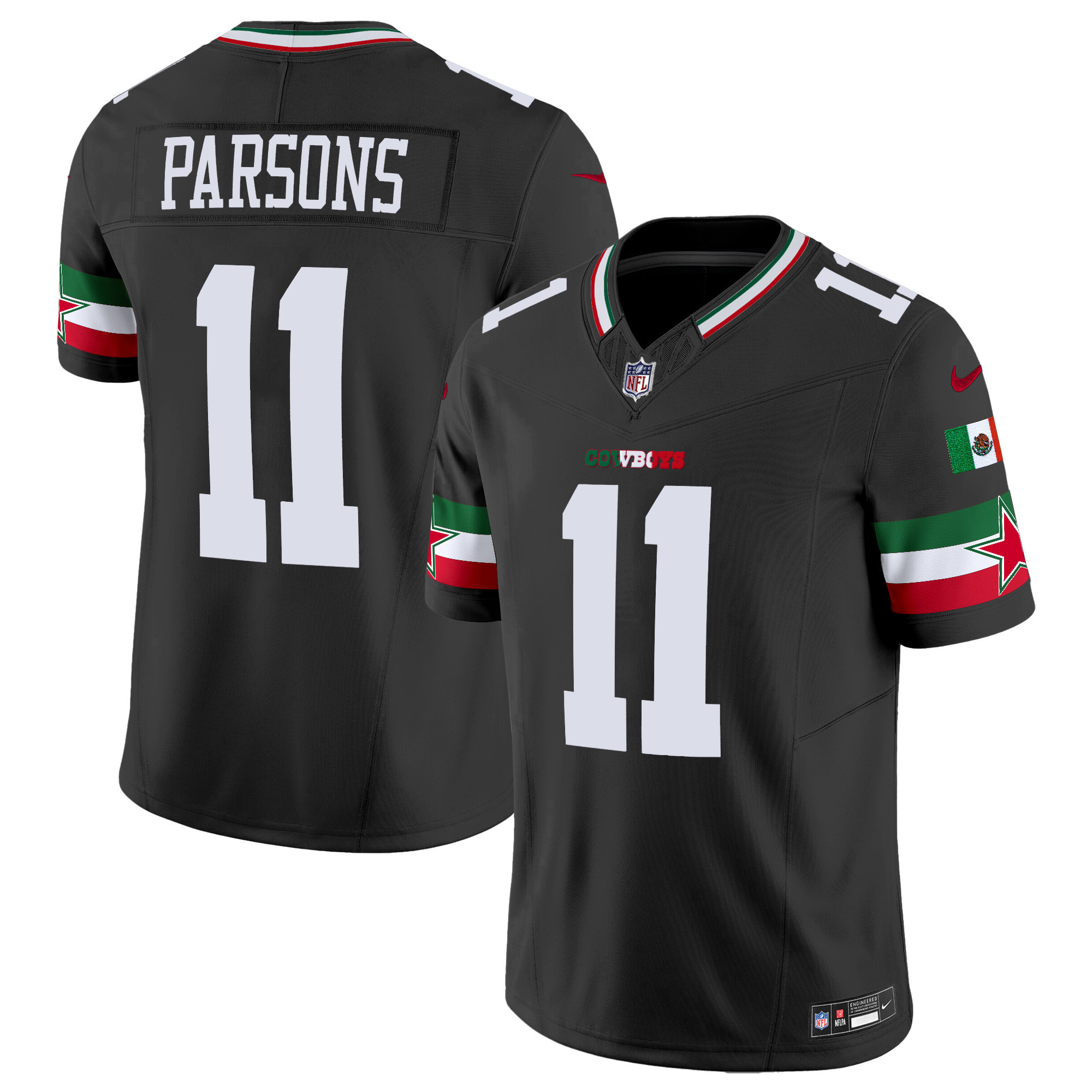 Micah Parsons Men's Dallas Cowboys Mexico Vapor Limited Black Jersey - All Stitched