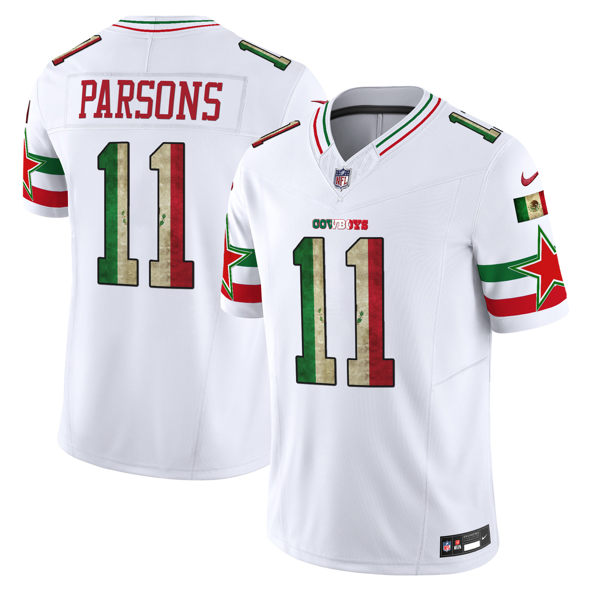 Micah Parsons Men's Dallas Cowboys Mexico Vapor Limited White Jersey - All Stitched
