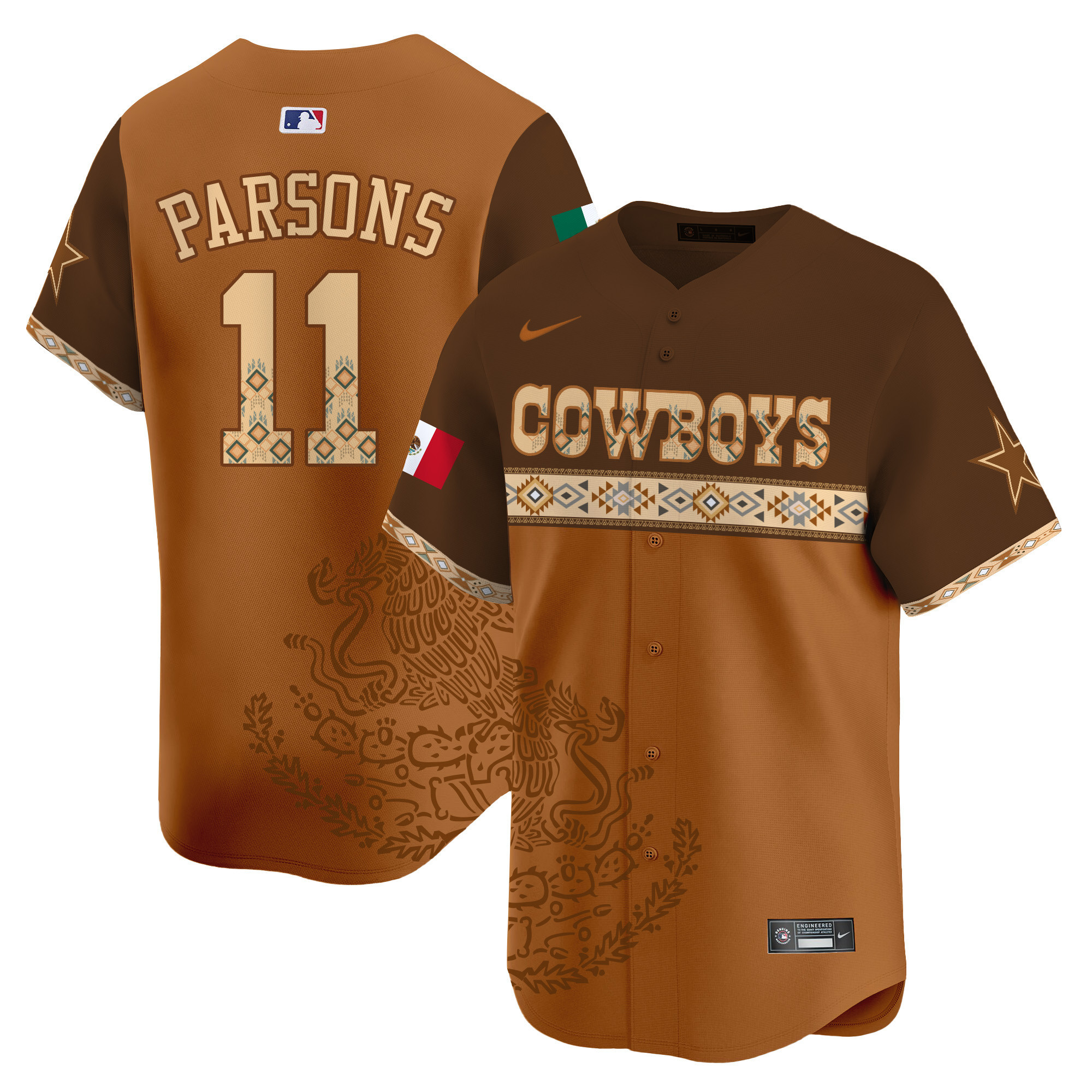 Micah Parsons Men's Dallas Cowboys Mexico Vapor Premier Limited Jersey - Printed Brown Jersey - All Stitched
