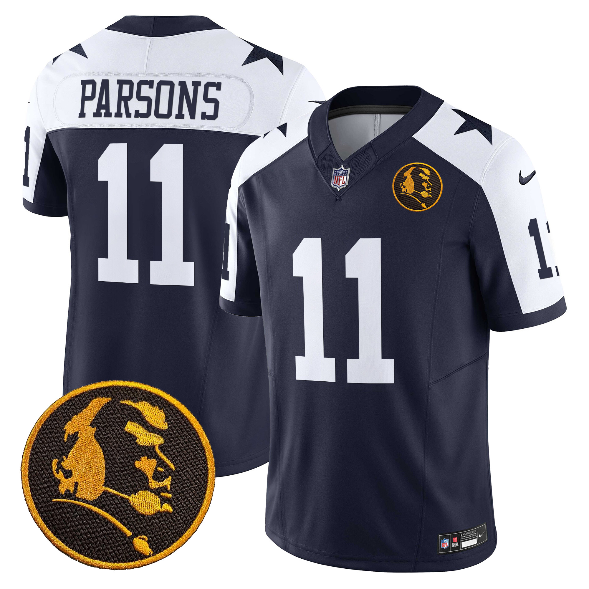 Micah Parsons Men's Dallas Cowboys Texas & John Madden Patch Vapor Limited Navy Alternate Jersey - All Stitched