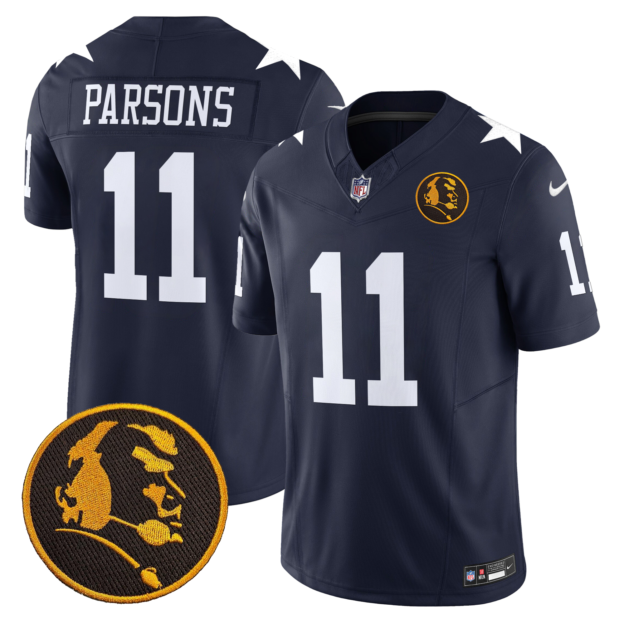 Micah Parsons Men's Dallas Cowboys Texas & John Madden Patch Vapor Limited Navy Jersey - All Stitched