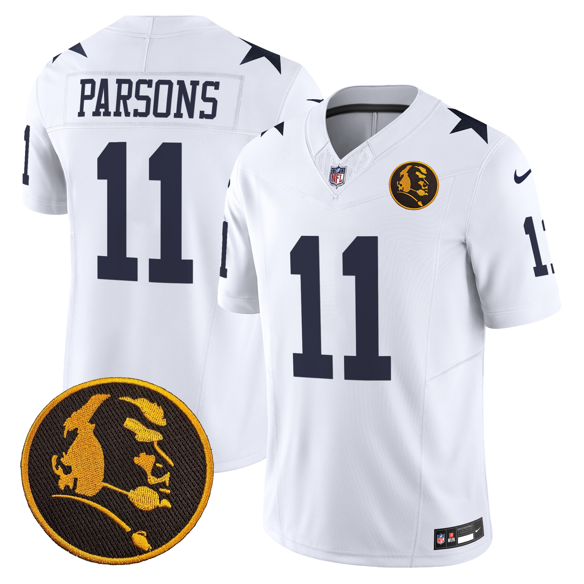 Micah Parsons Men's Dallas Cowboys Texas & John Madden Patch Vapor Limited White Jersey - All Stitched