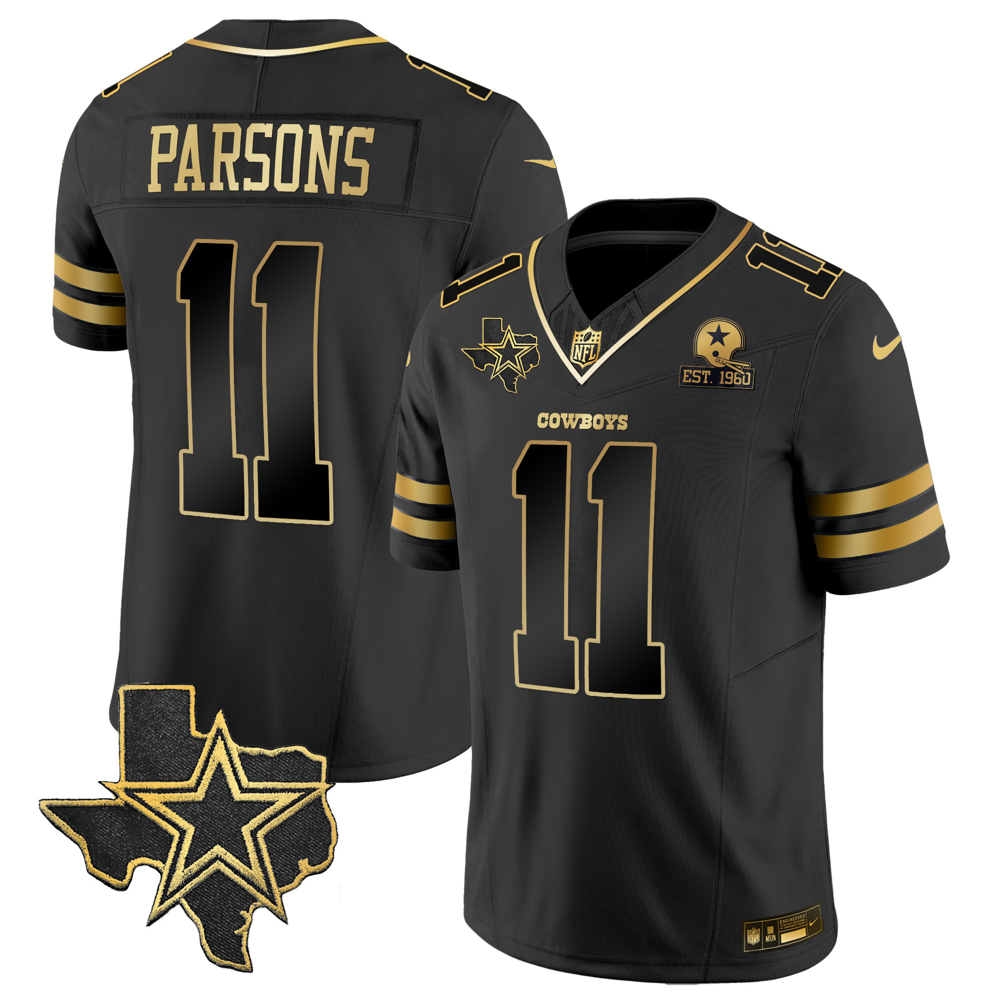Micah Parsons Men's Dallas Cowboys Vapor Gold Black Gold Jersey - All Stitched