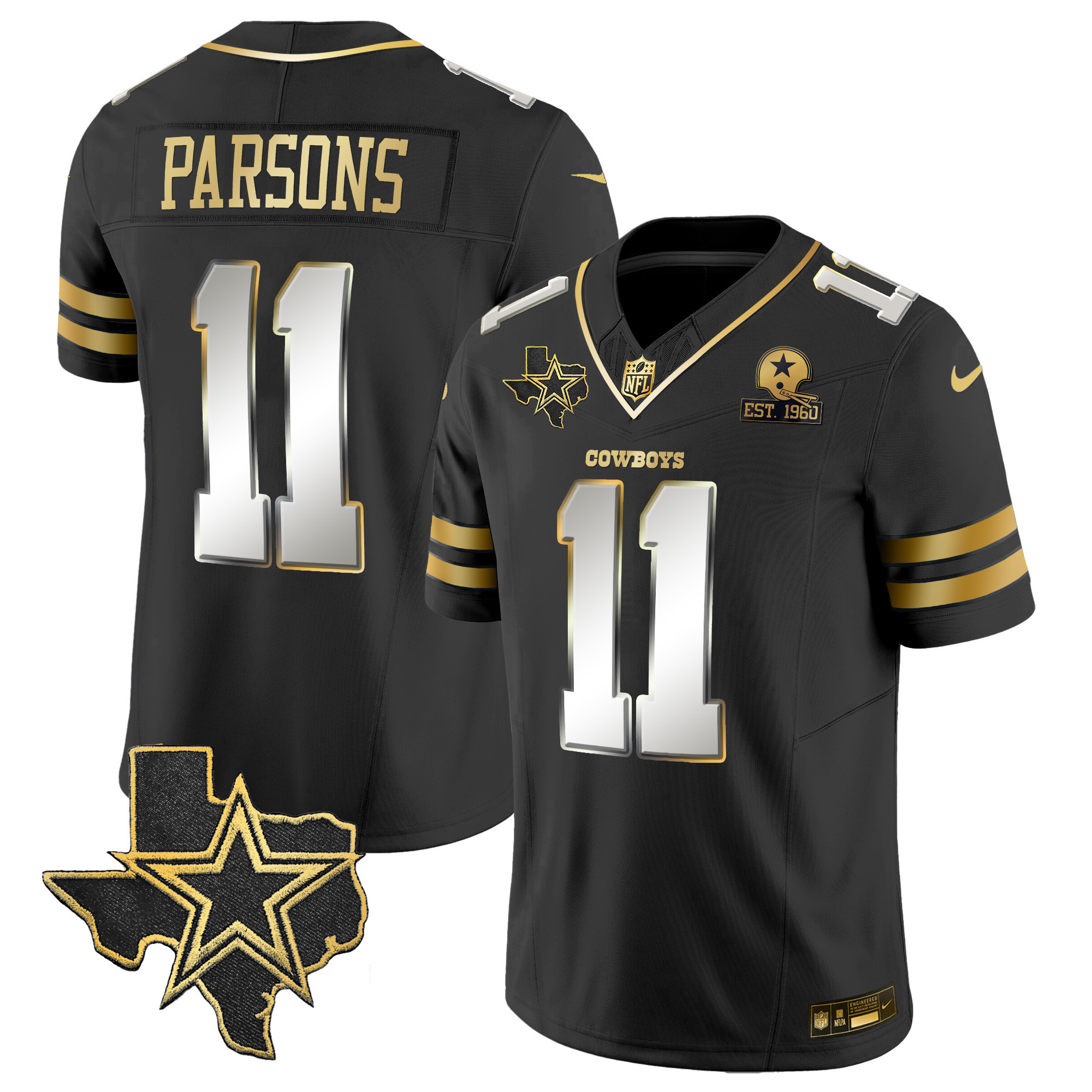 Micah Parsons Men's Dallas Cowboys Vapor Gold Black Limited Jersey - All Stitched