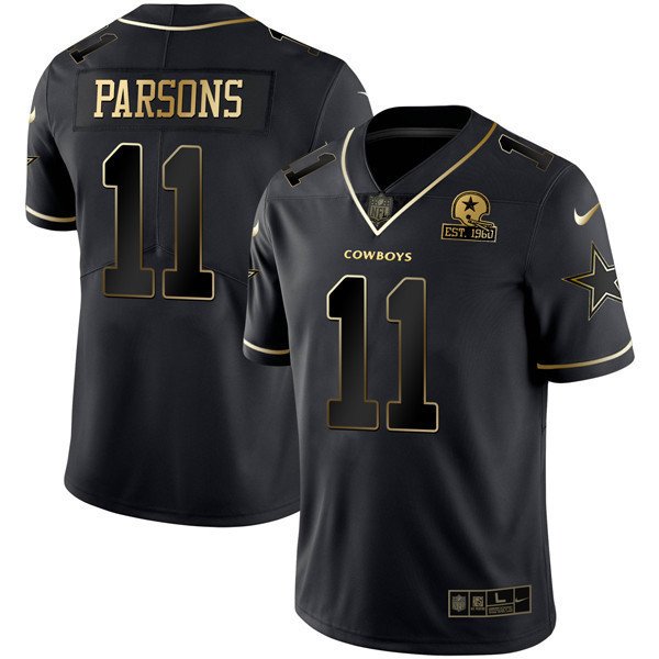 Micah Parsons Women's Dallas Cowboys Gold & Split Vapor Est 1960 Patch - All Stitched Black Gold Jersey - All Stitched
