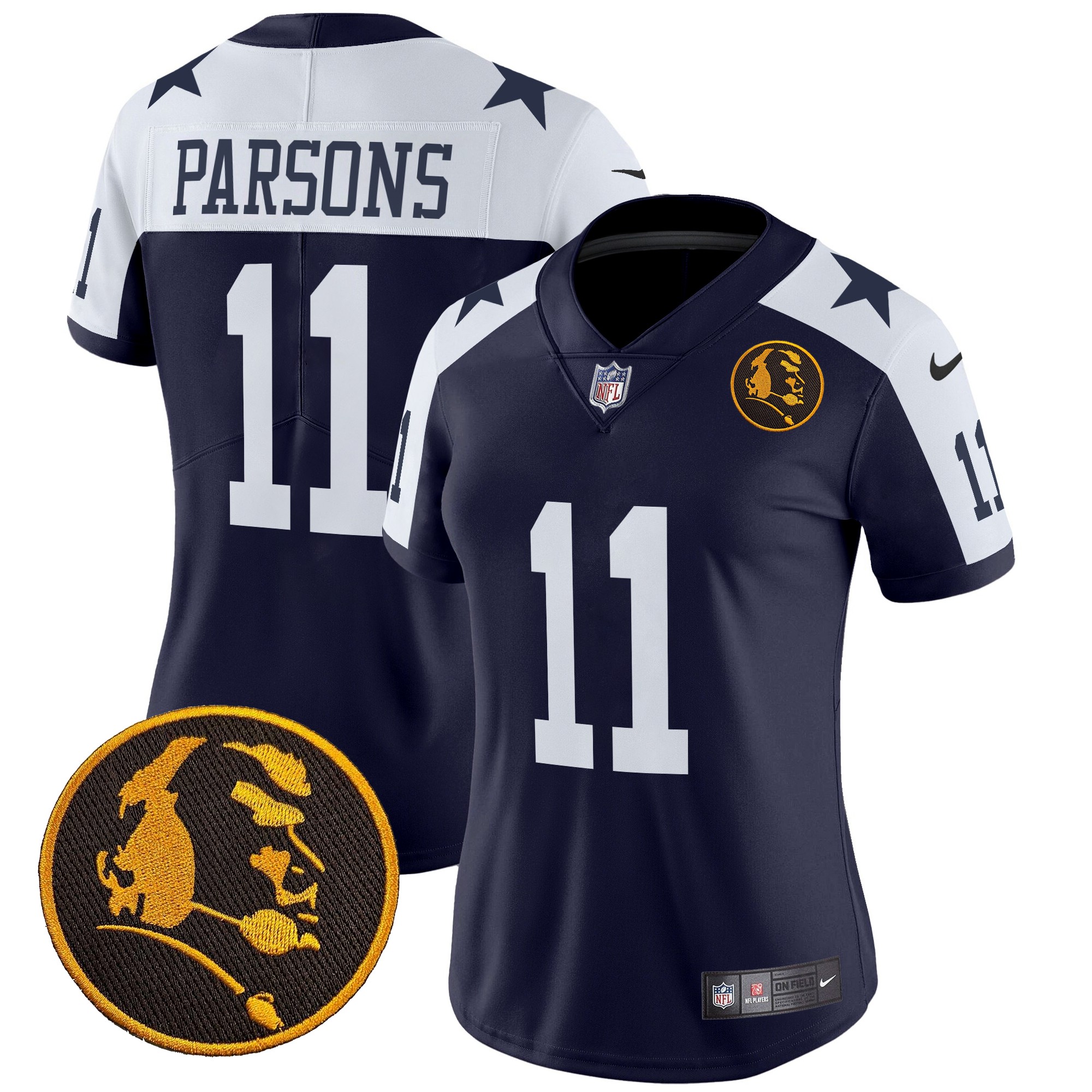 Micah Parsons Women's Dallas Cowboys Texas & John Madden Patch Vapor Limited Navy Alternate Jersey - All Stitched
