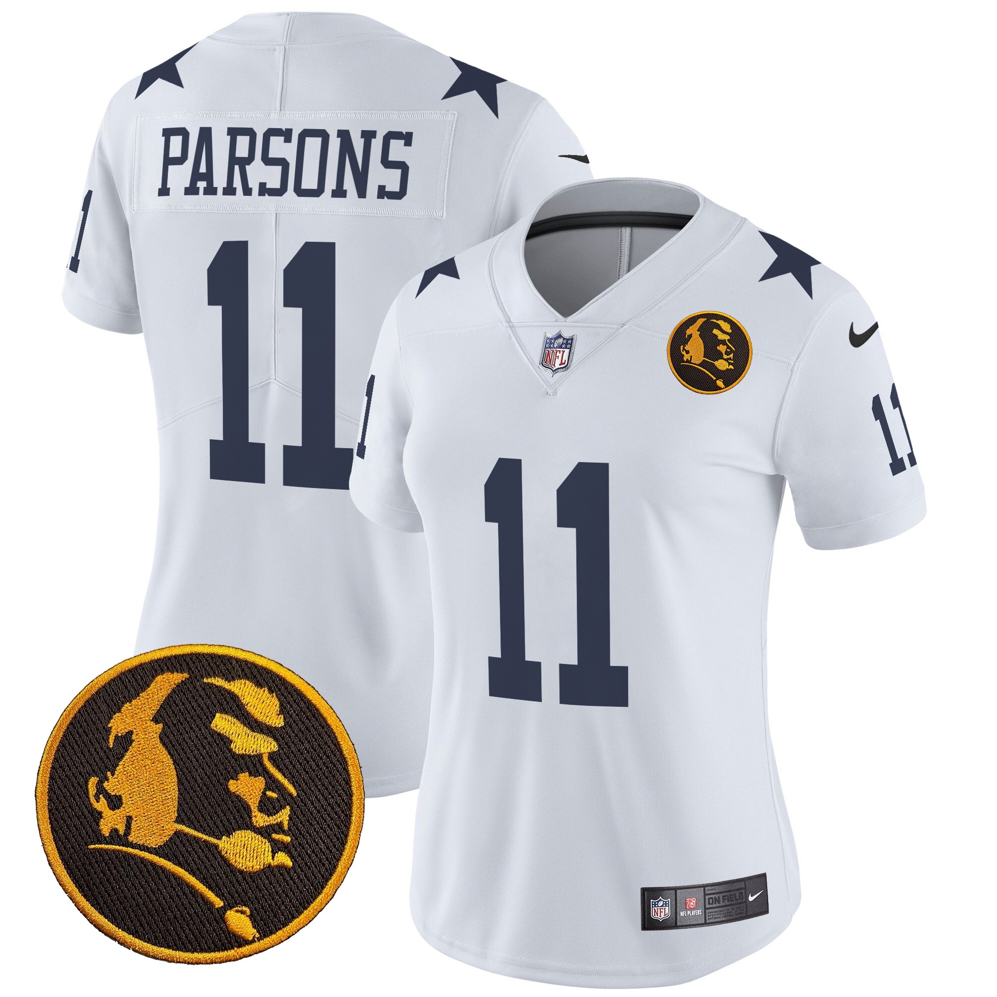 Micah Parsons Women's Dallas Cowboys Texas & John Madden Patch Vapor Limited White Jersey - All Stitched