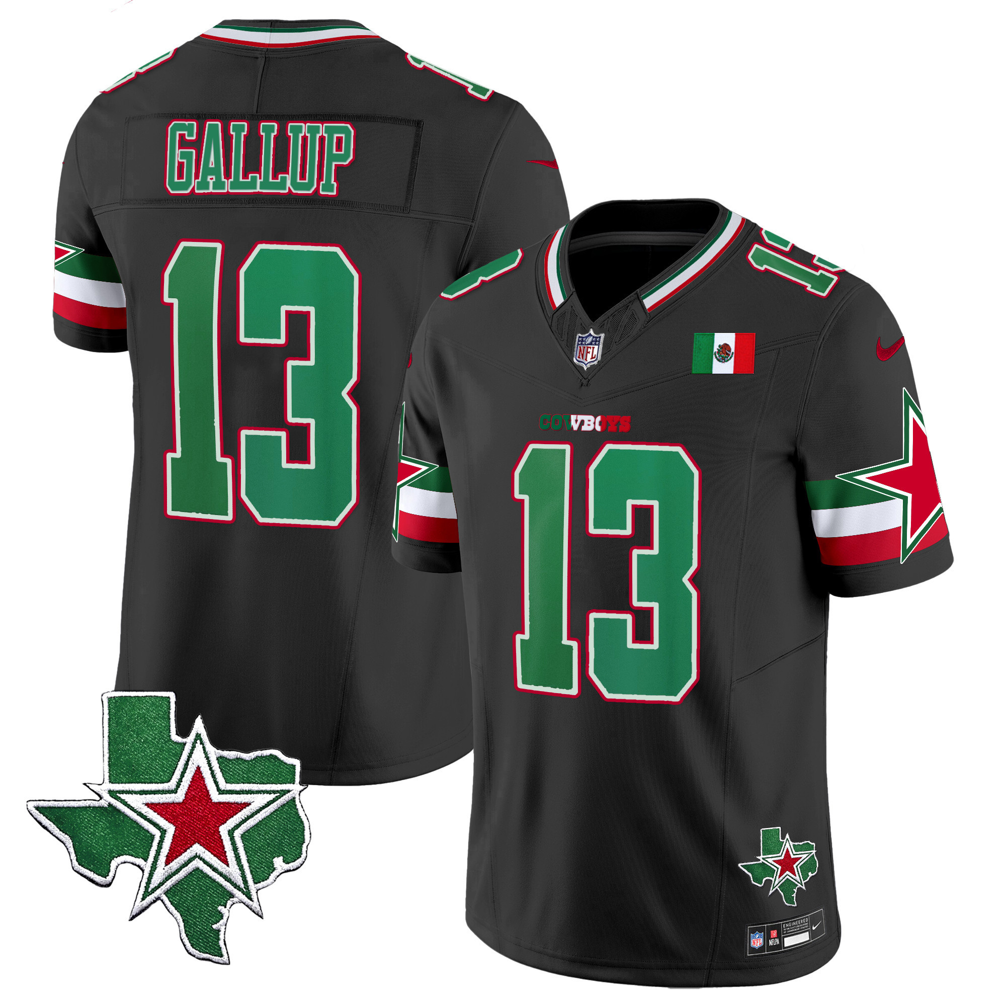 Michael Gallup Men's Dallas Cowboys 2024 Mexico Vapor Limited Black Jersey - All Stitched