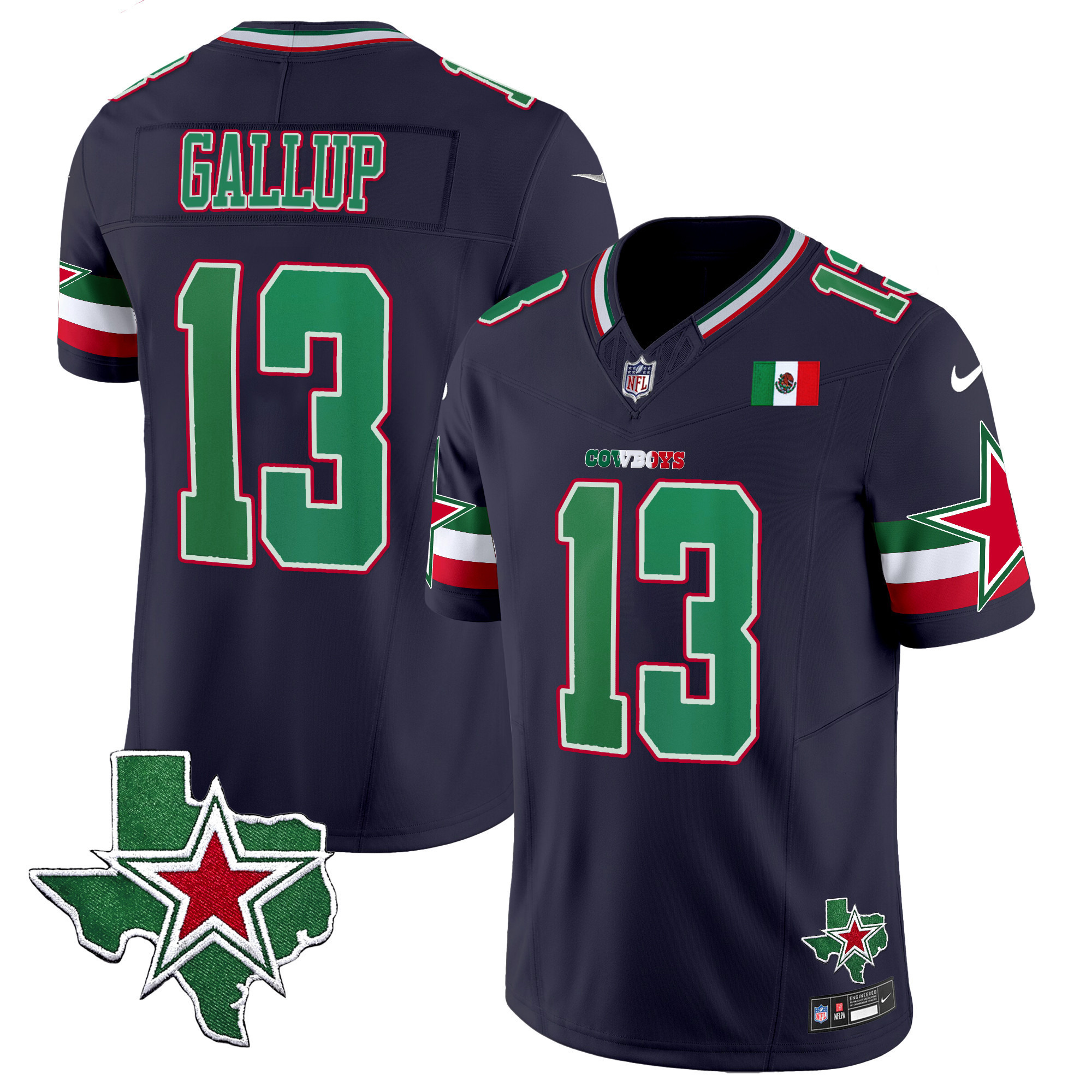 Michael Gallup Men's Dallas Cowboys 2024 Mexico Vapor Limited Navy Jersey - All Stitched
