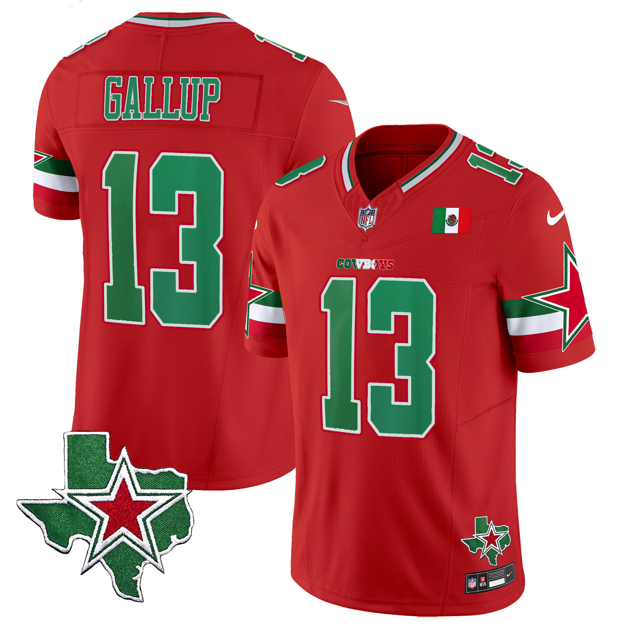 Michael Gallup Men's Dallas Cowboys 2024 Mexico Vapor Limited Red Jersey - All Stitched