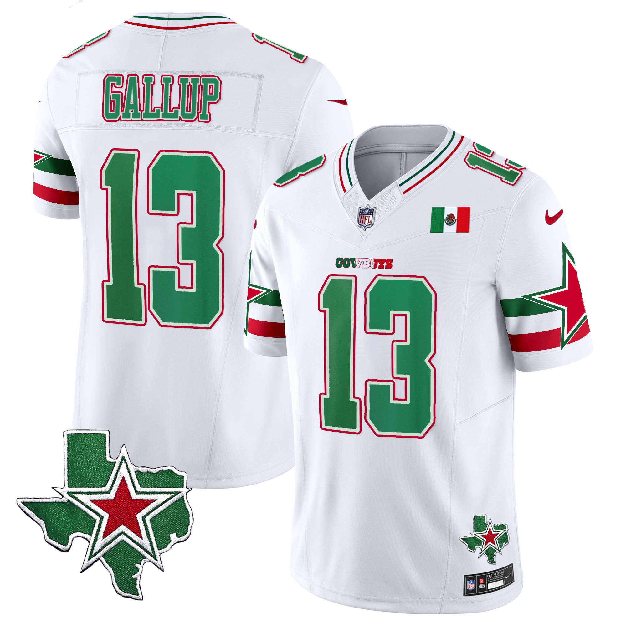 Michael Gallup Men's Dallas Cowboys 2024 Mexico Vapor Limited White Jersey - All Stitched