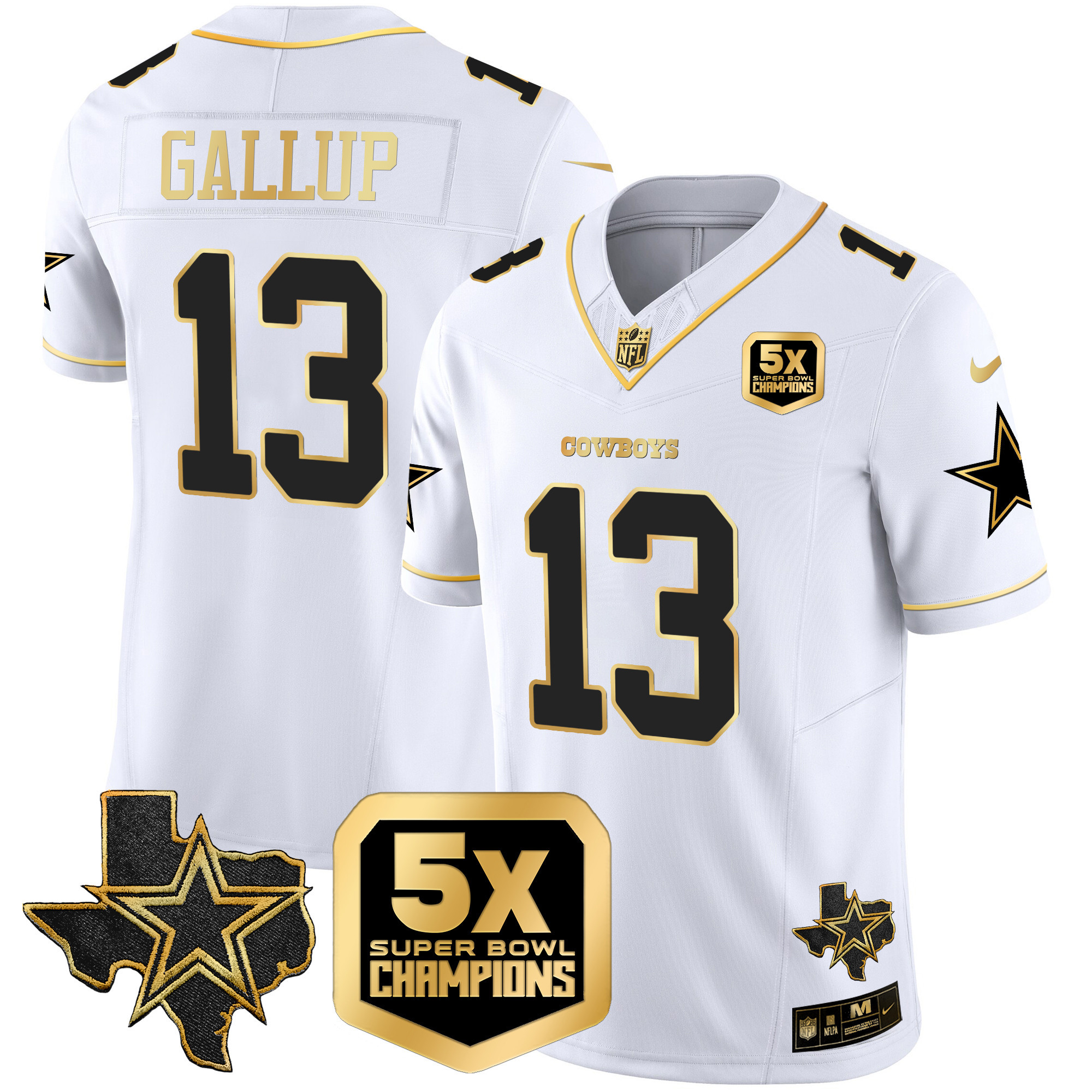 Michael Gallup Men's Dallas Cowboys 5x Super Bowl Champions Vapor Limited White Gold Jersey - All Stitched