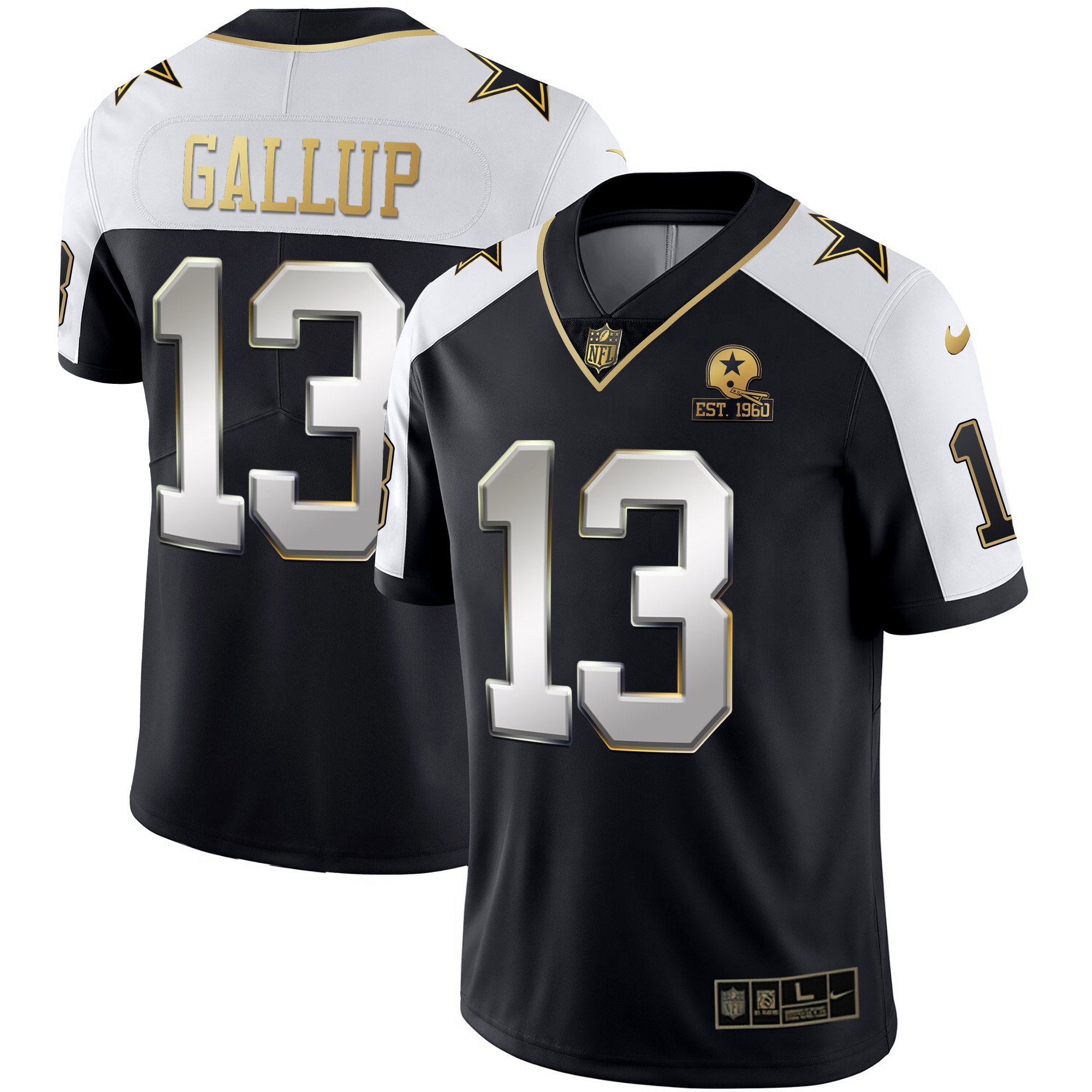 Michael Gallup Men's Dallas Cowboys Alternate Vapor Black Gold & Navy Gold Limited - All Stitched Alternate Limited Jersey - All Stitched